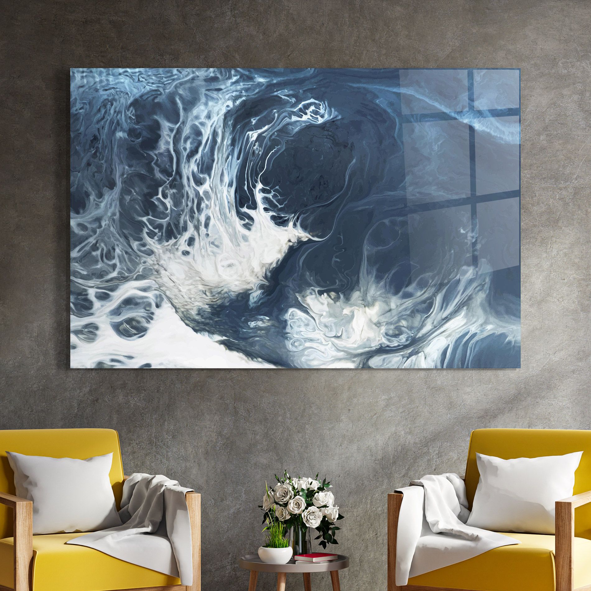 Blue White Waves mockup 4