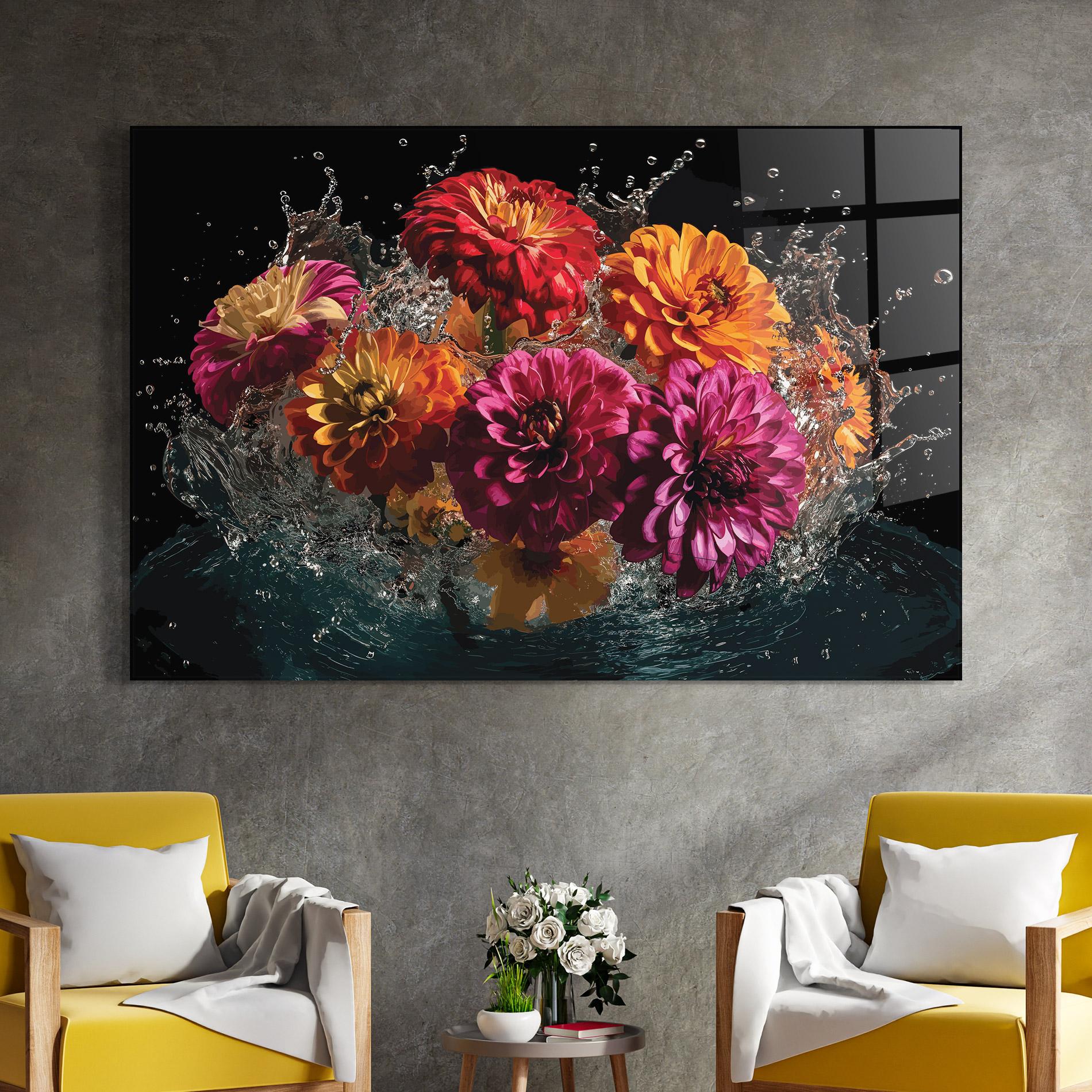 Glasbild Flower Water Splash mockup 4