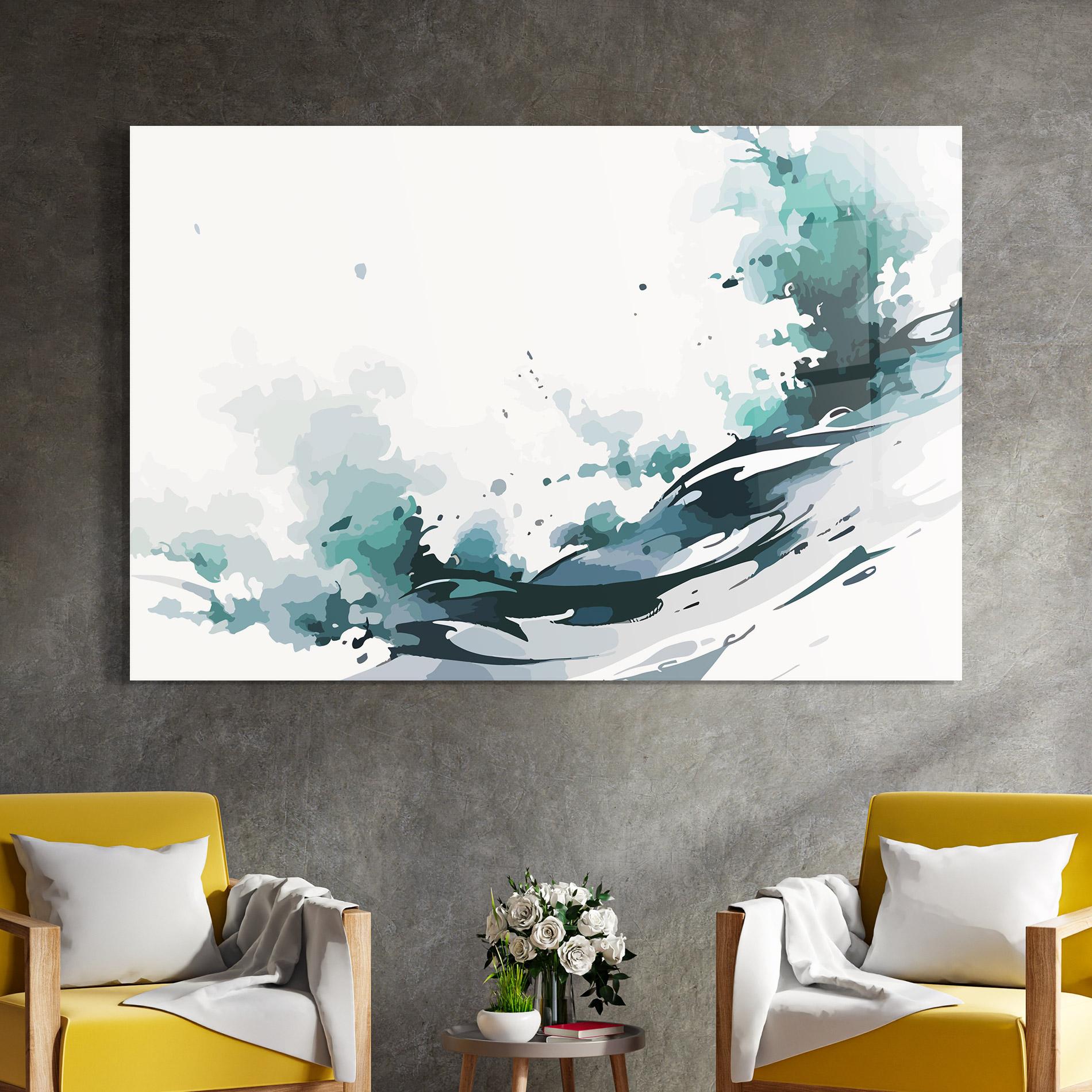 Glasbild Green Blue Wave mockup 4