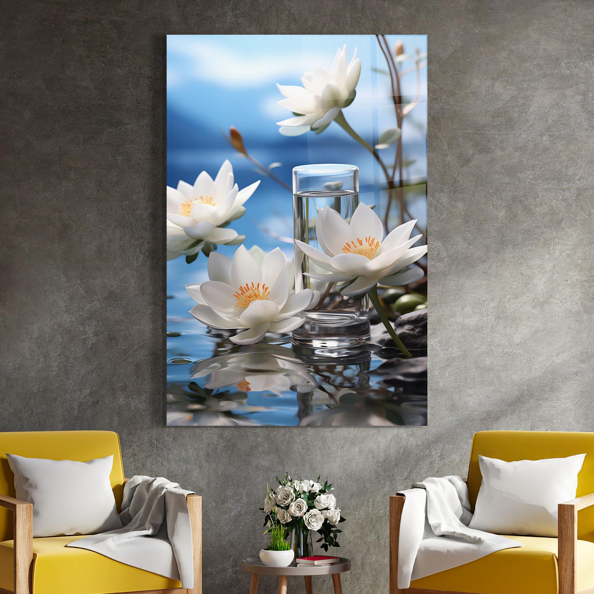 Glasbild Flower Water Glass mockup 4