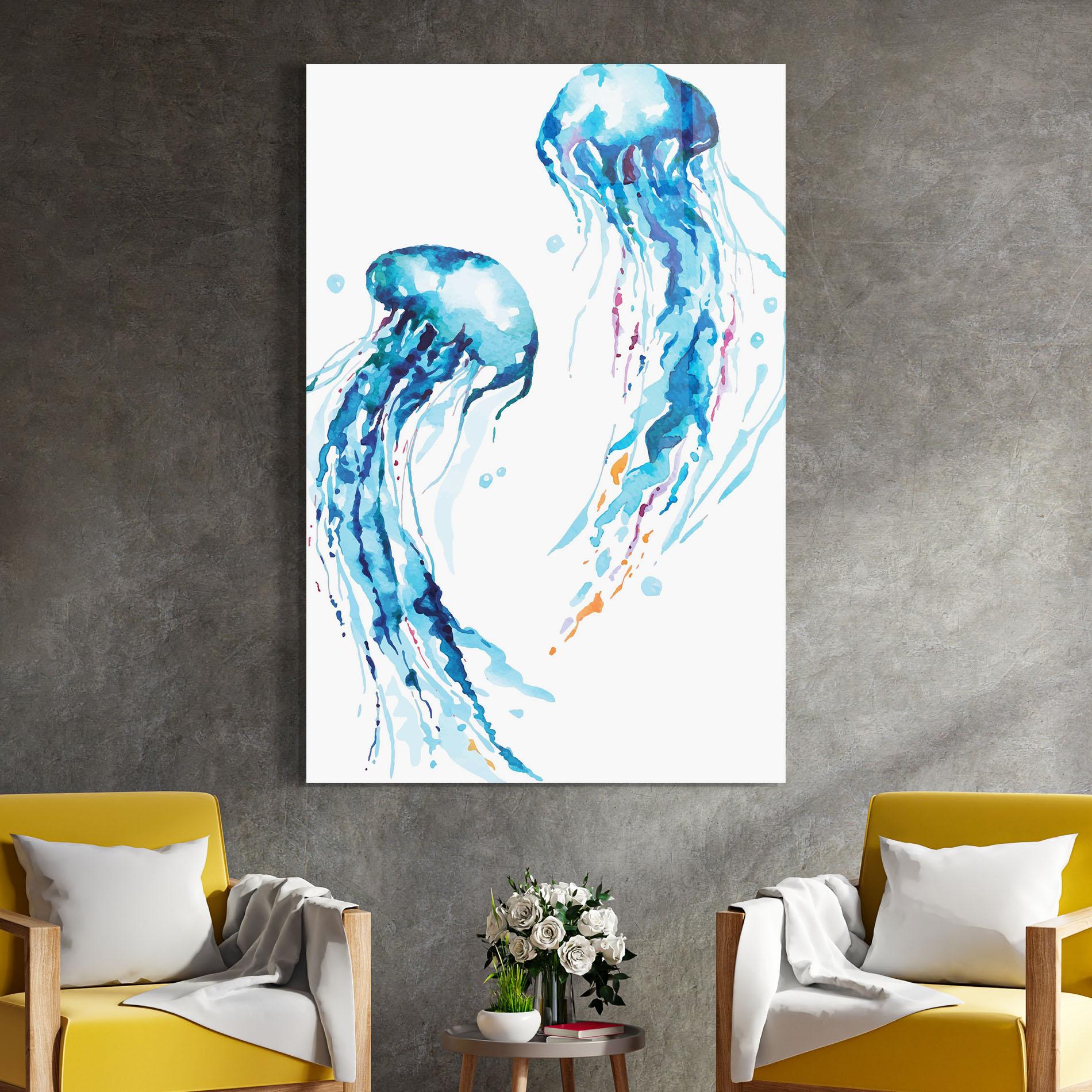 Glasbild Jellyfish Watercolor mockup 4