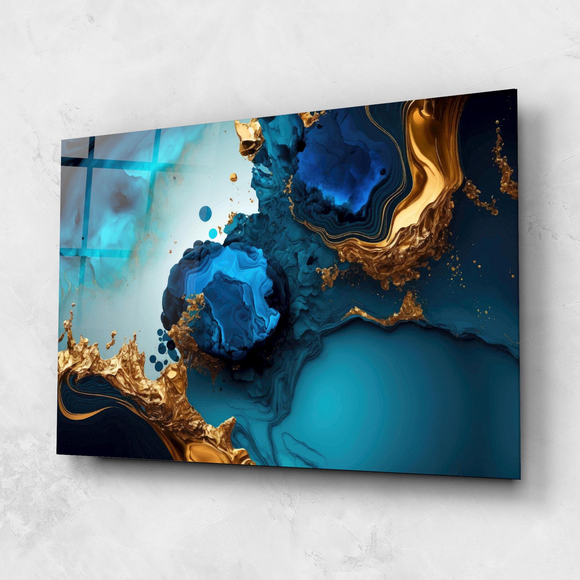 Glasbild Blue Gold Wave mockup 1