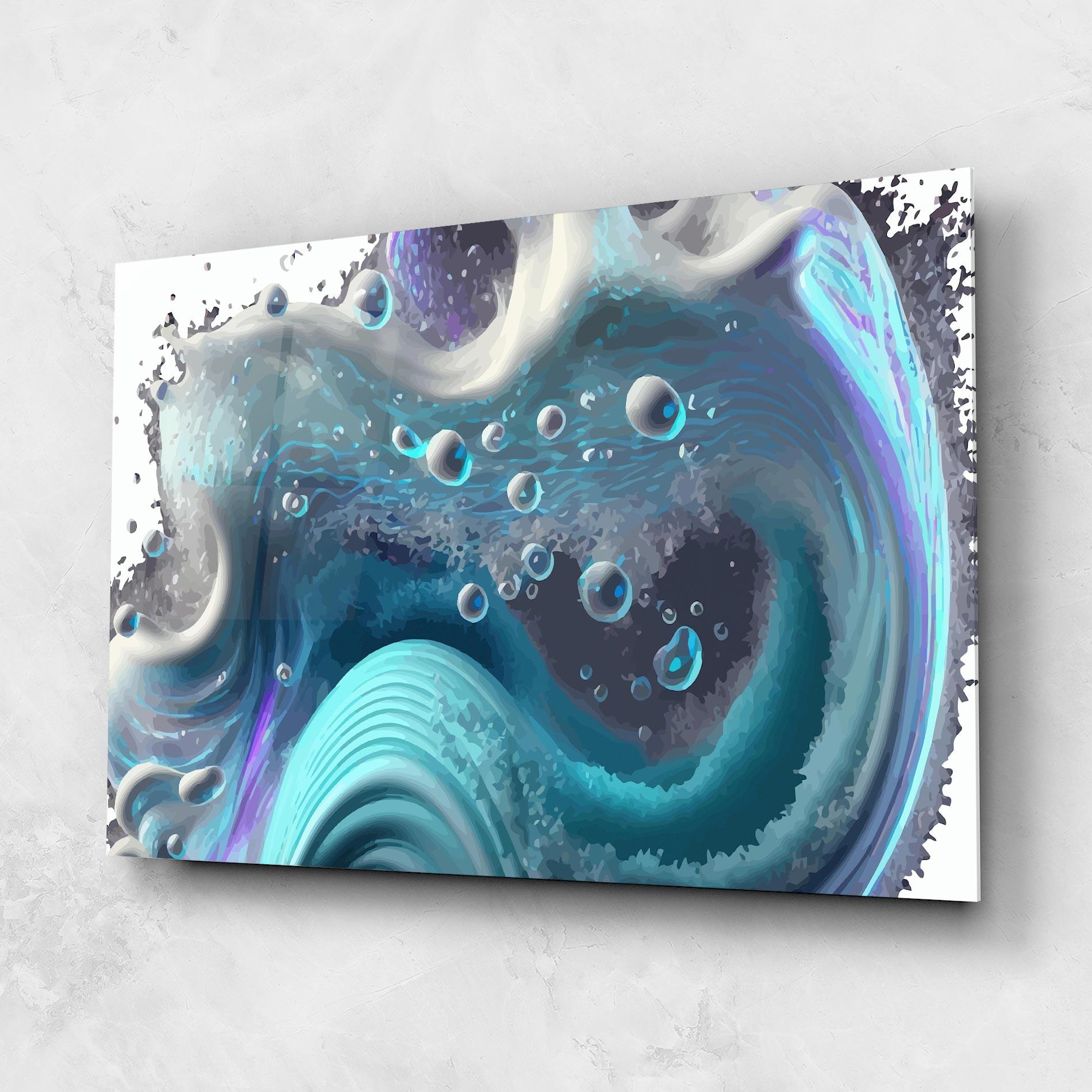 Glasbild Blue Purple Water mockup 1