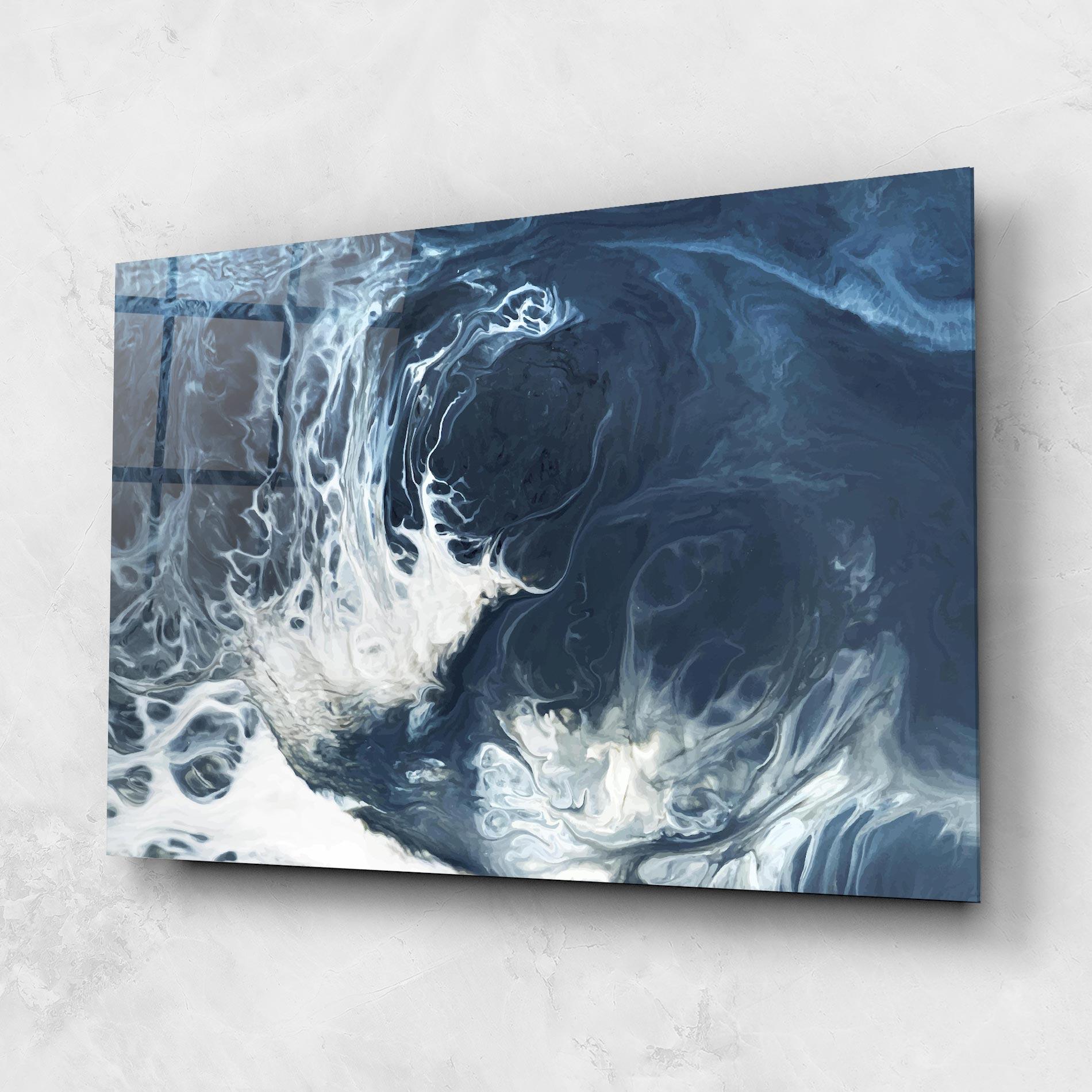 Glasbild Blue White Waves mockup 1