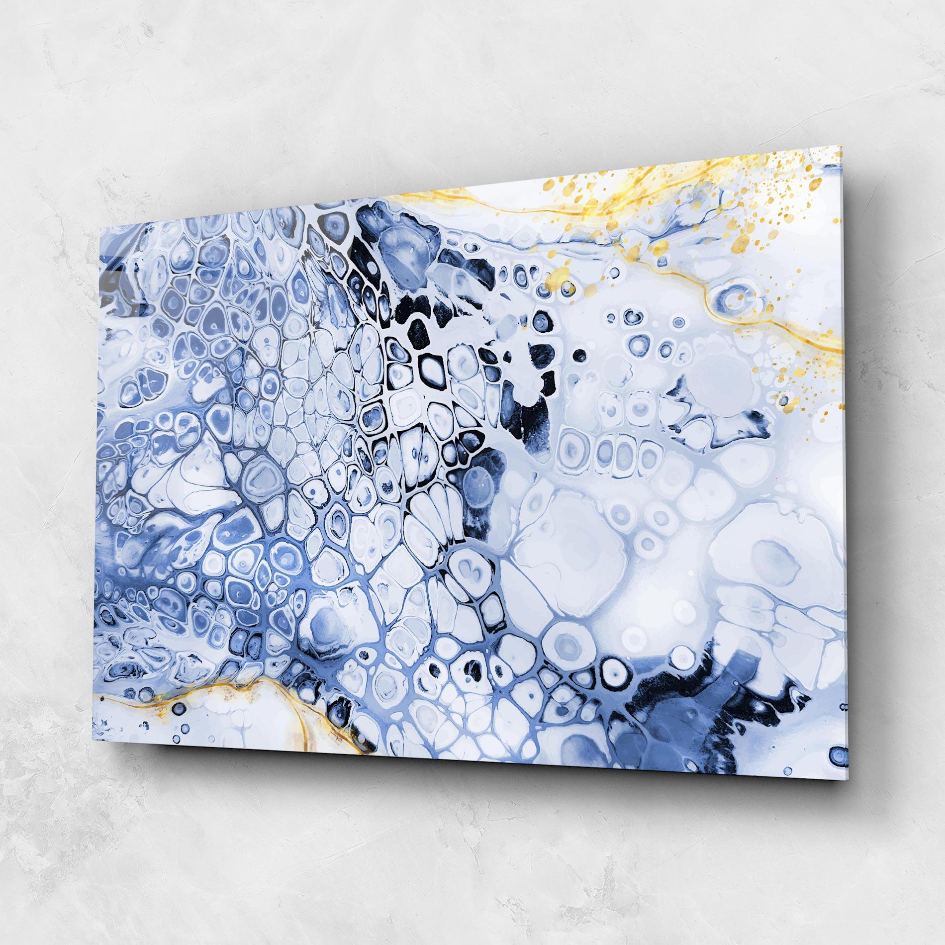 Glasbild Blue Yellow Water Art mockup 1