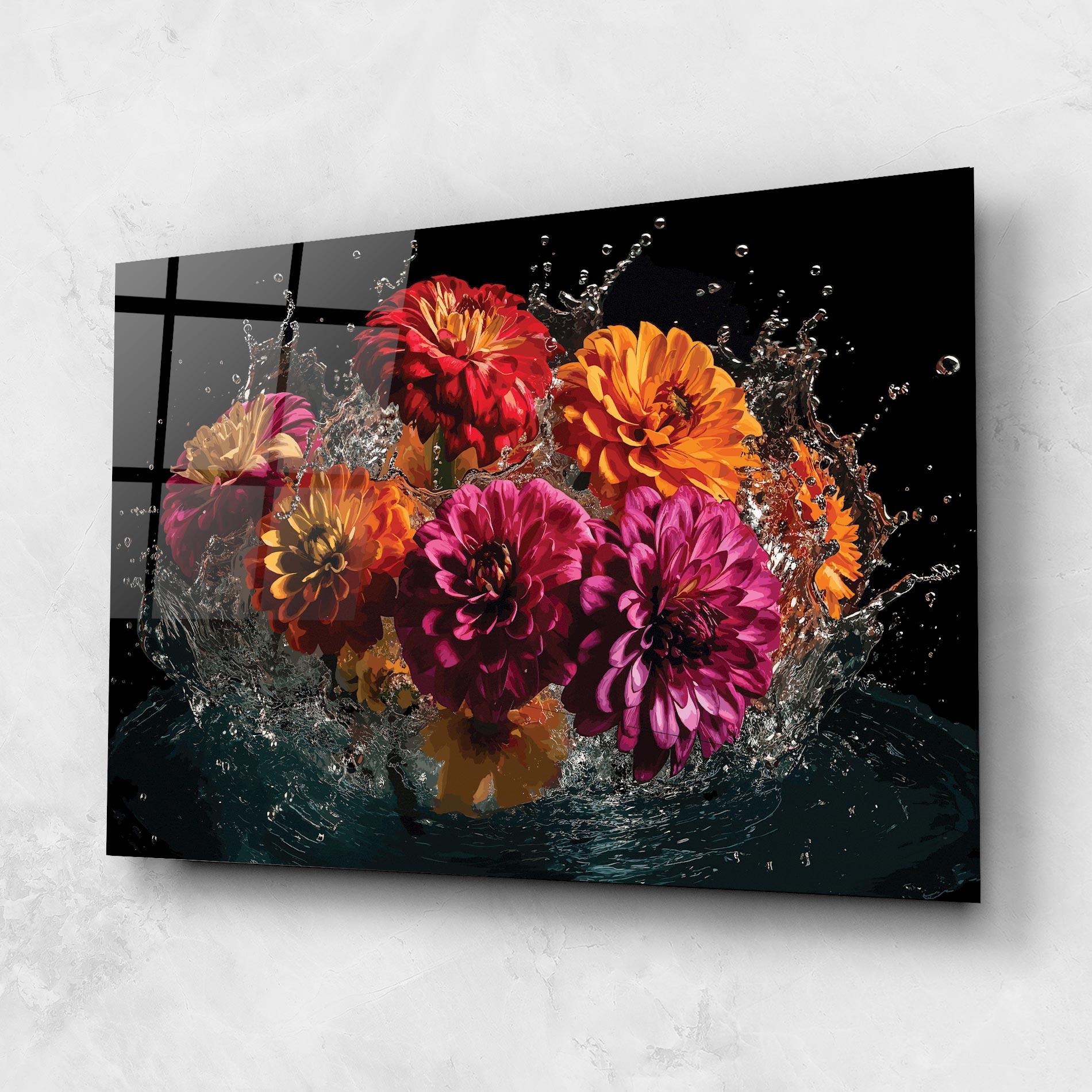 Glasbild Flower Water Splash mockup 1