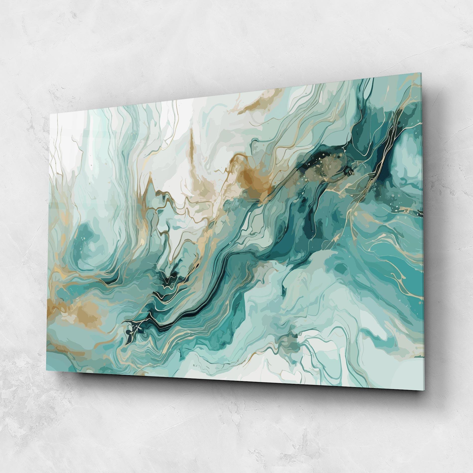 Glasbild Green Gold Water mockup 1