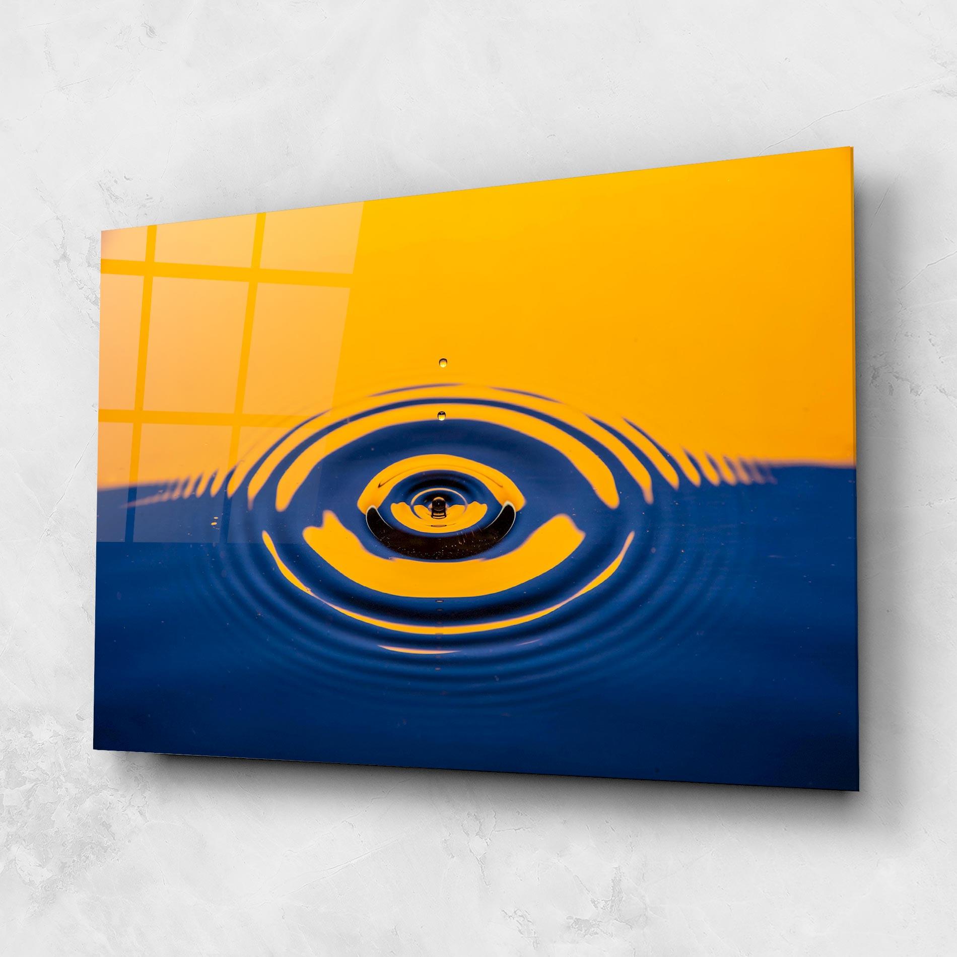 Glasbild Yellow Blue Drop mockup 1
