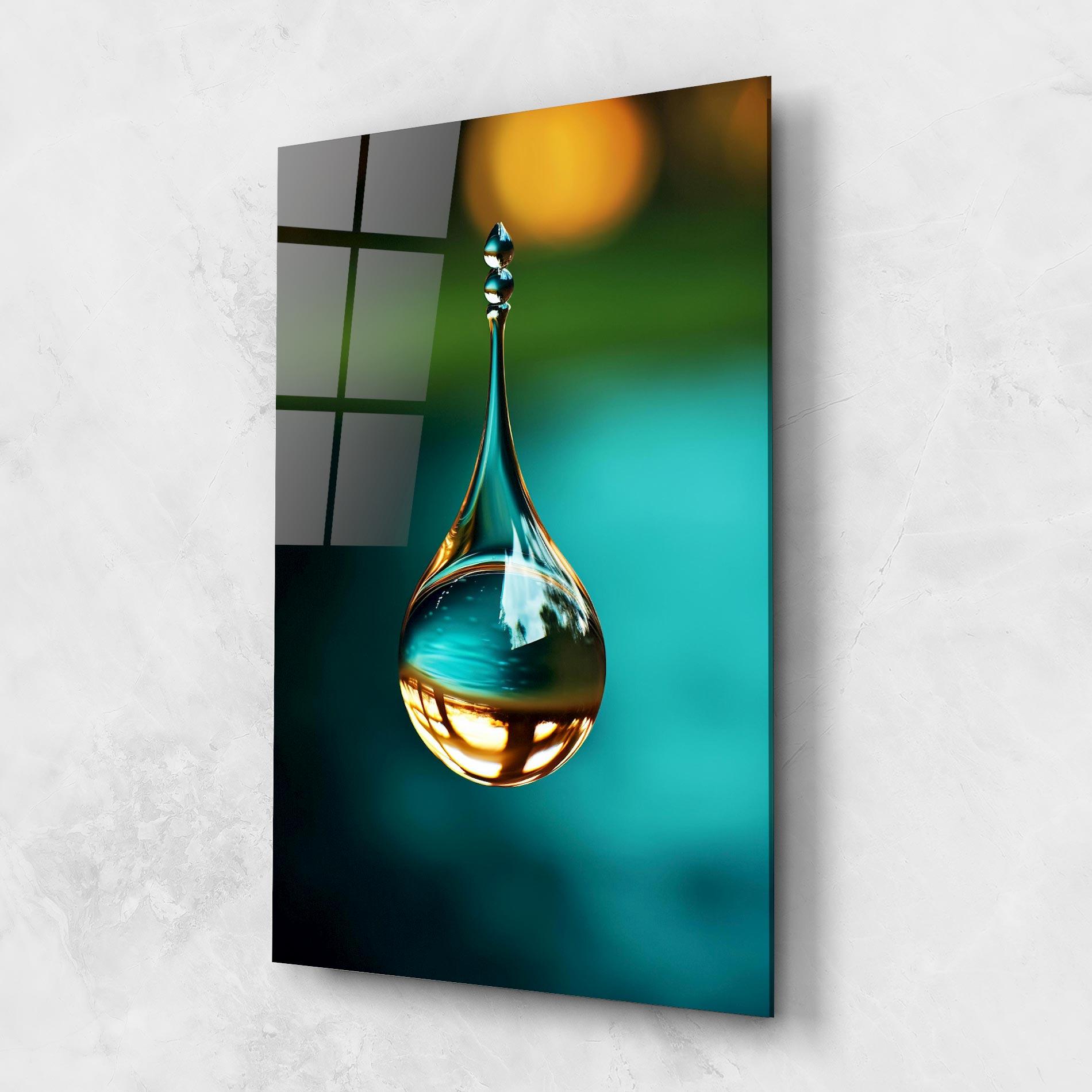 Glasbild Big Green Drop mockup 1