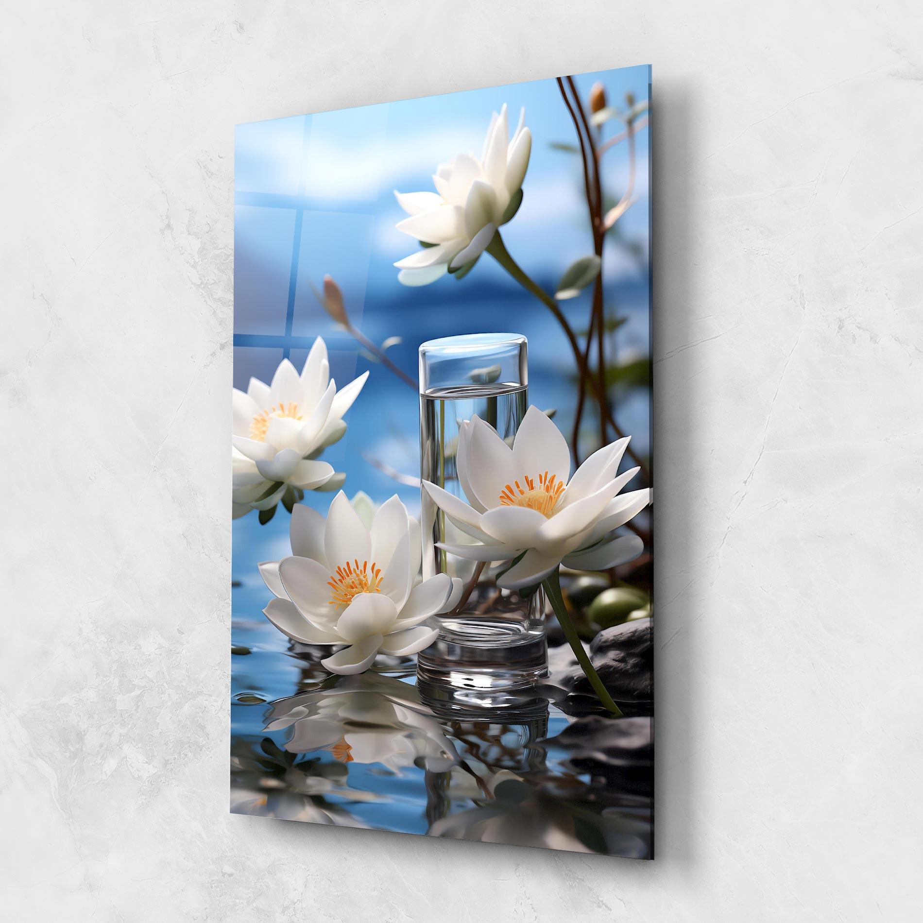 Glasbild Flower Water Glass mockup 1