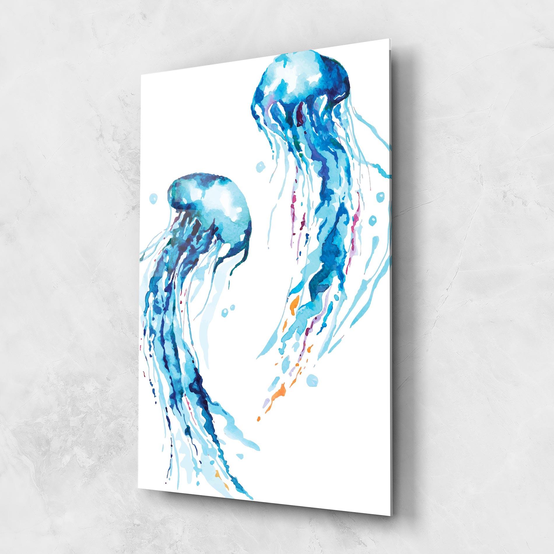 Glasbild Jellyfish Watercolor mockup 1