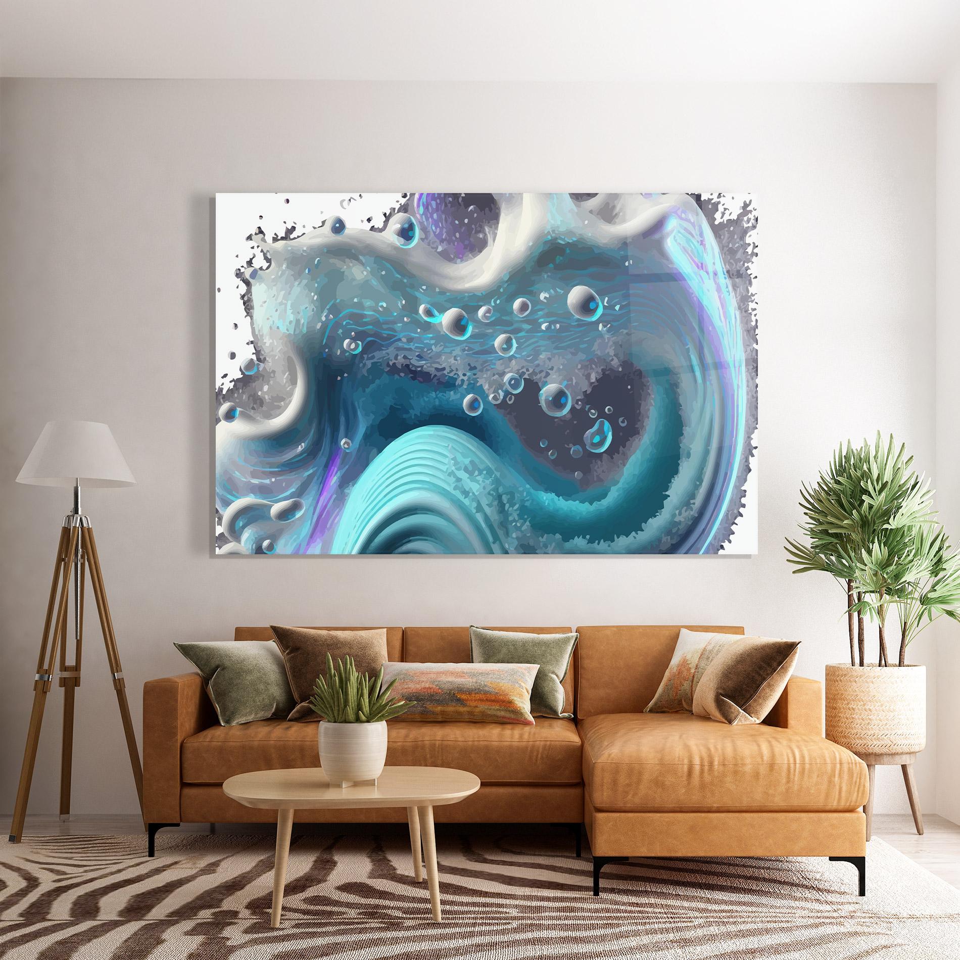 Glasbild Blue Purple Water mockup 7