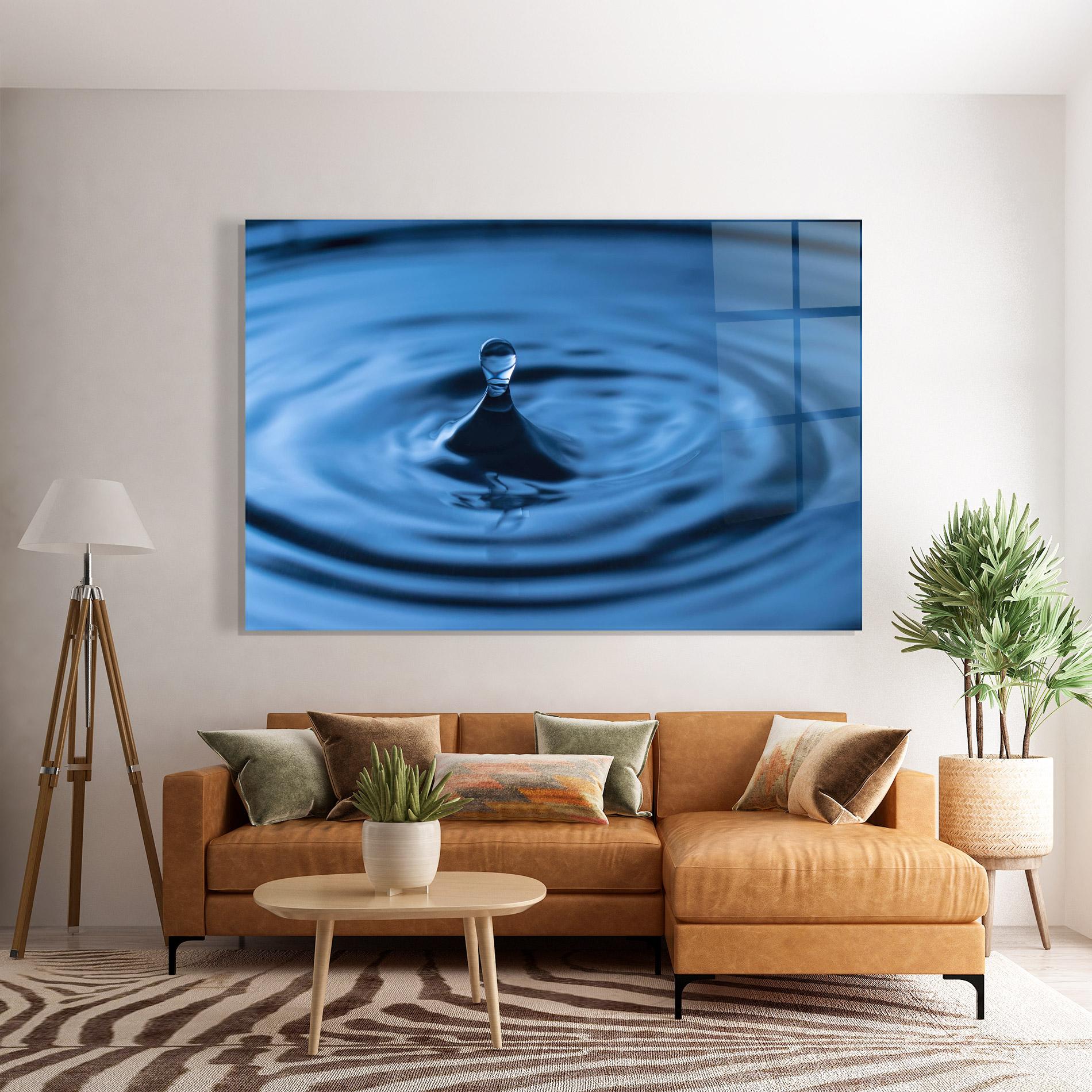 Glasbild Blue Small Drop mockup 7