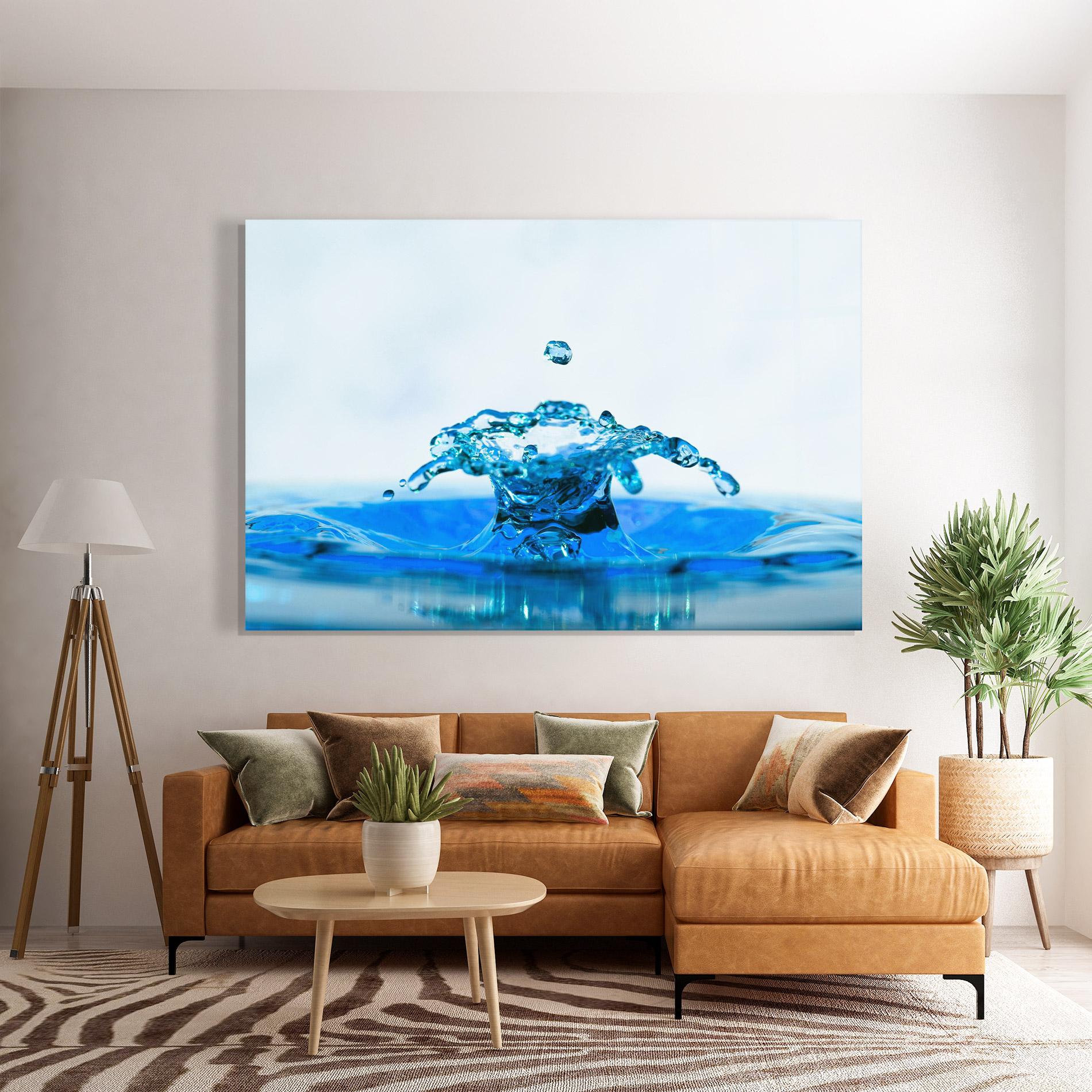 Glasbild Blue Water Splash mockup 7