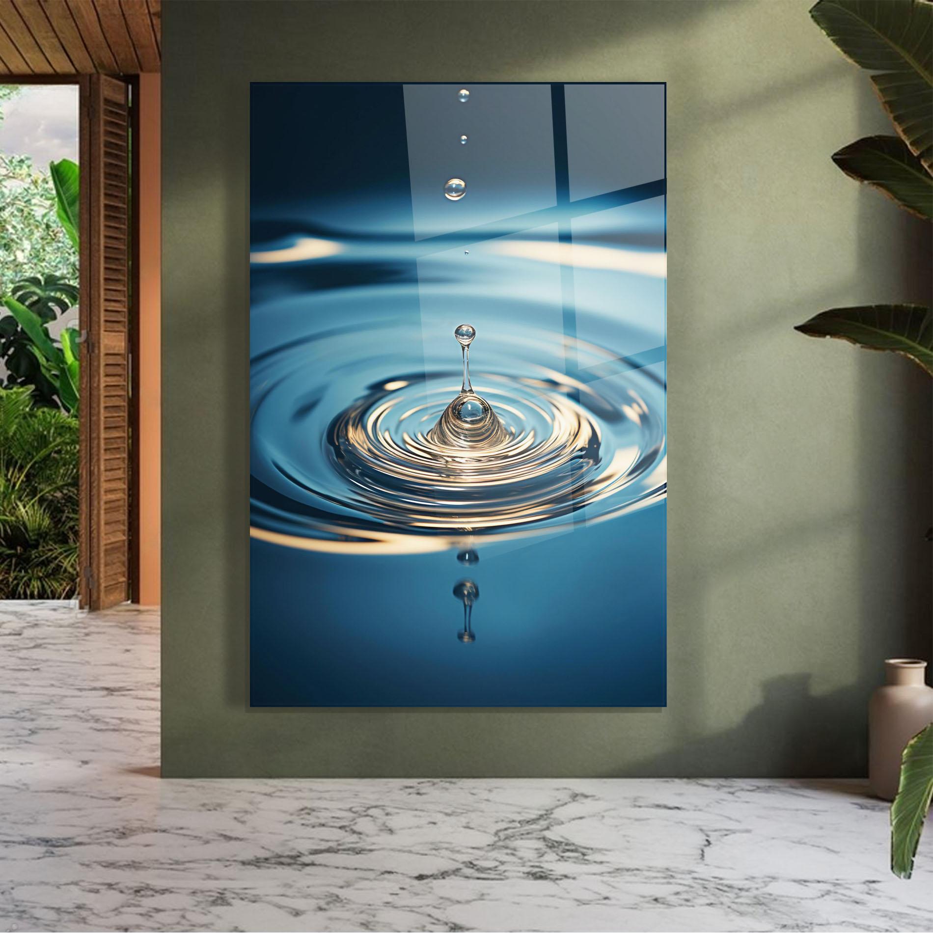 Glasbild Cream Water Drop mockup 7