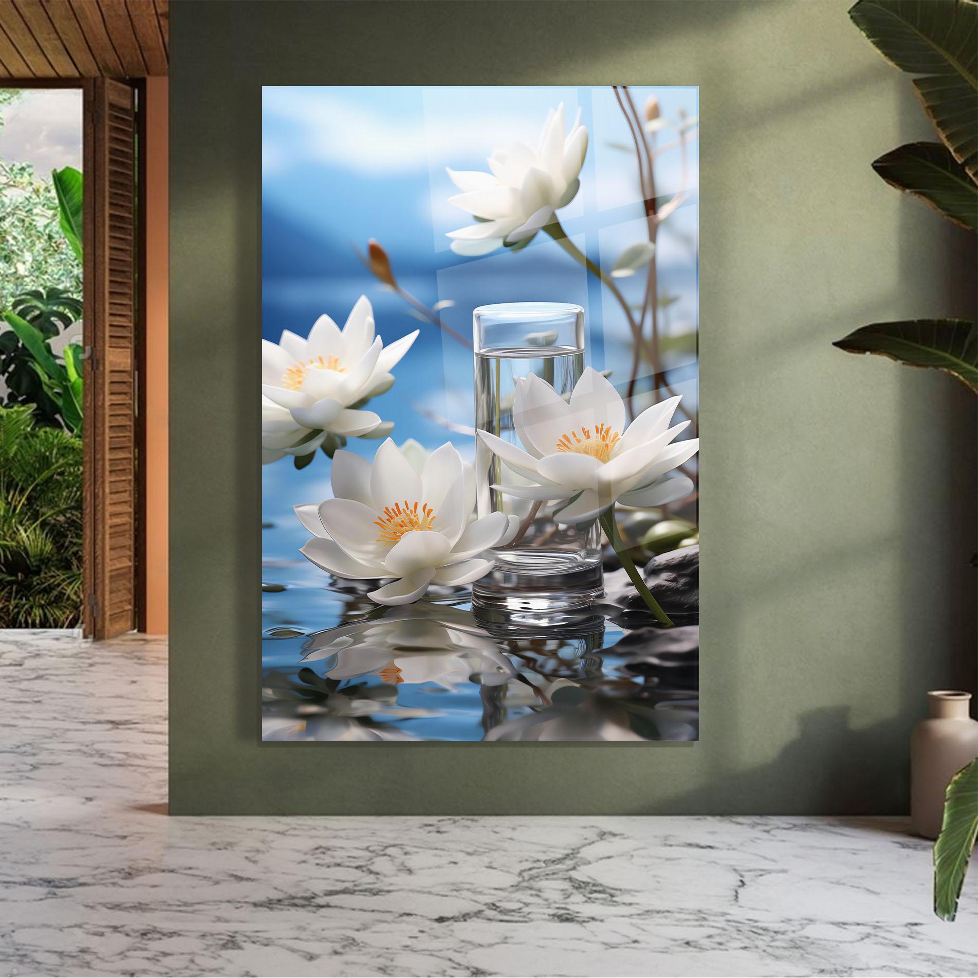 Glasbild Flower Water Glass mockup 7