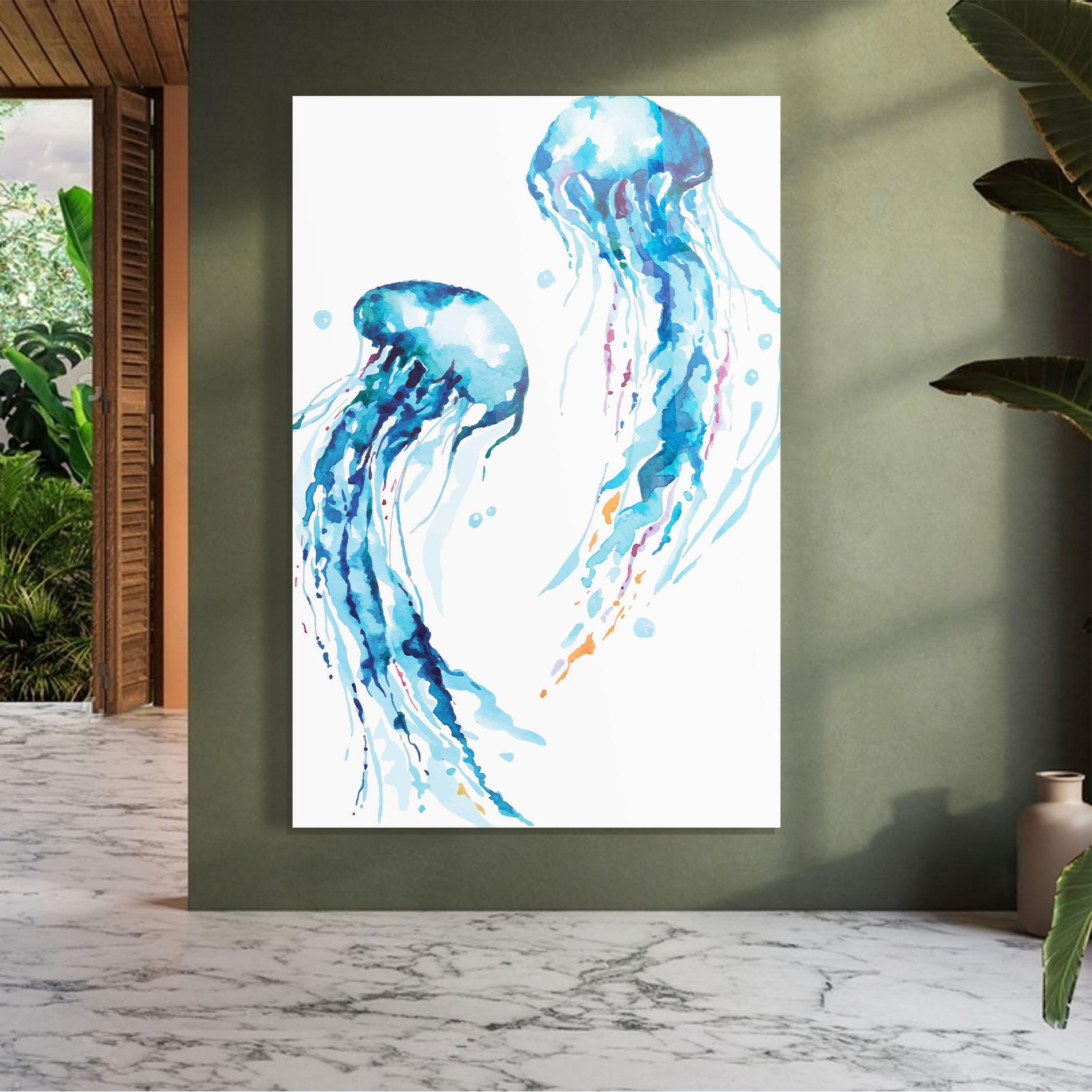 Glasbild Jellyfish Watercolor mockup 7