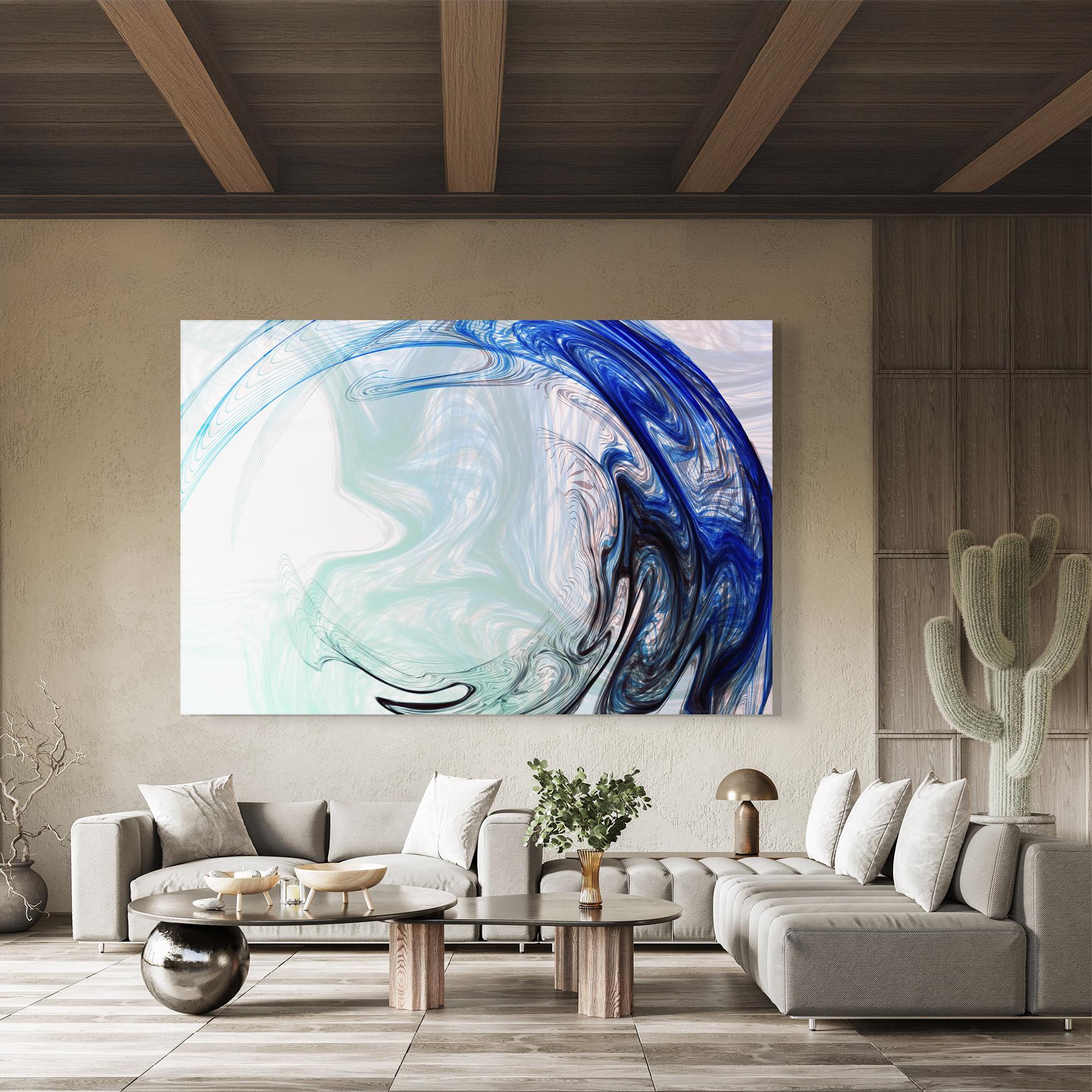 Glasbild Blue Black Art mockup 8