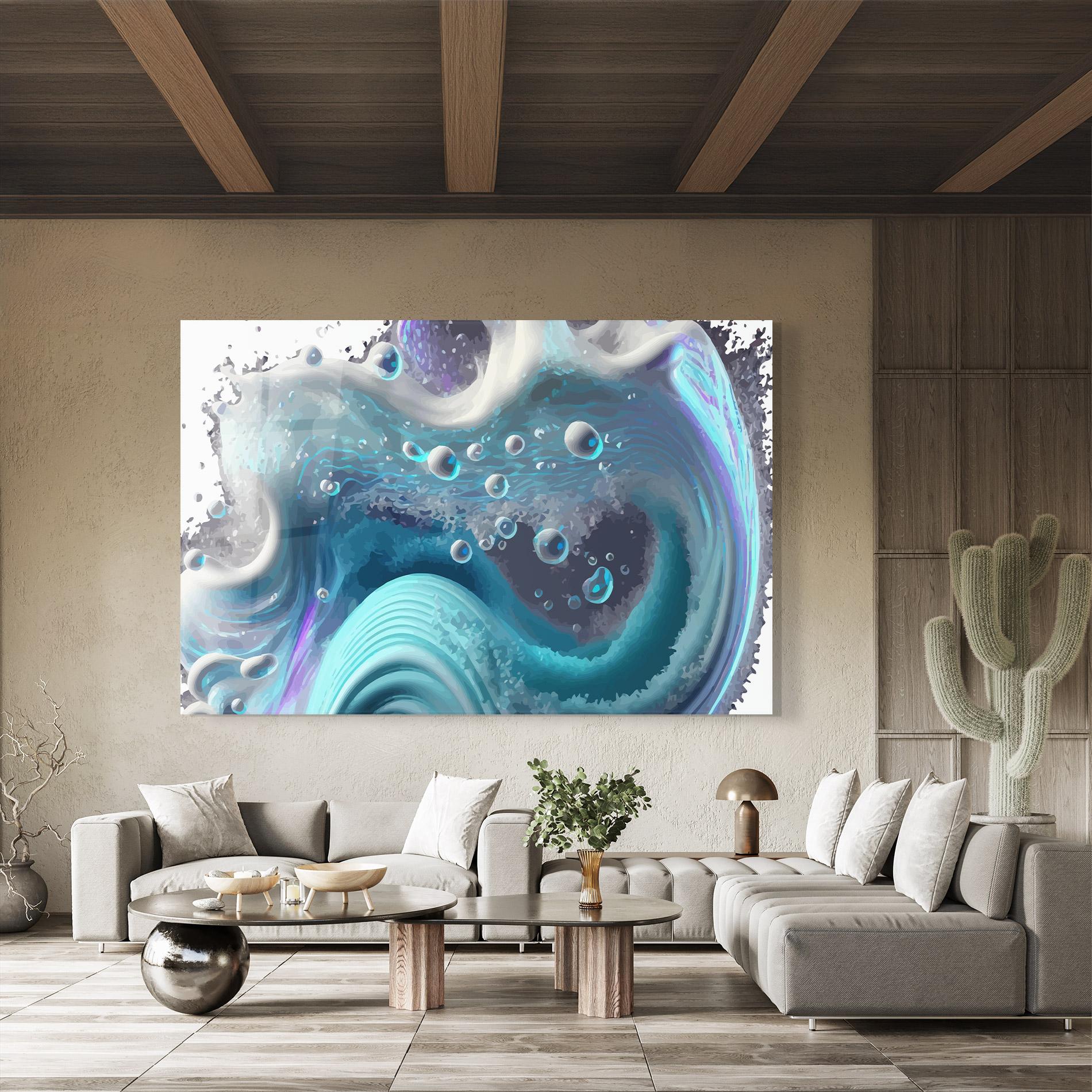 Glasbild Blue Purple Water mockup 8