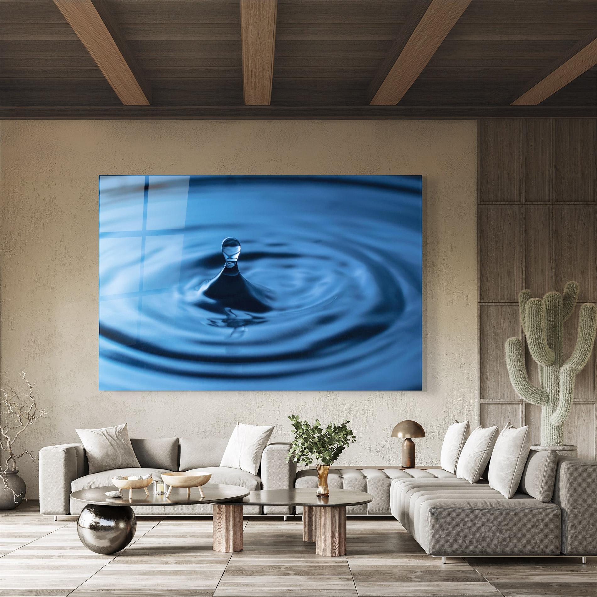 Glasbild Blue Small Drop mockup 8