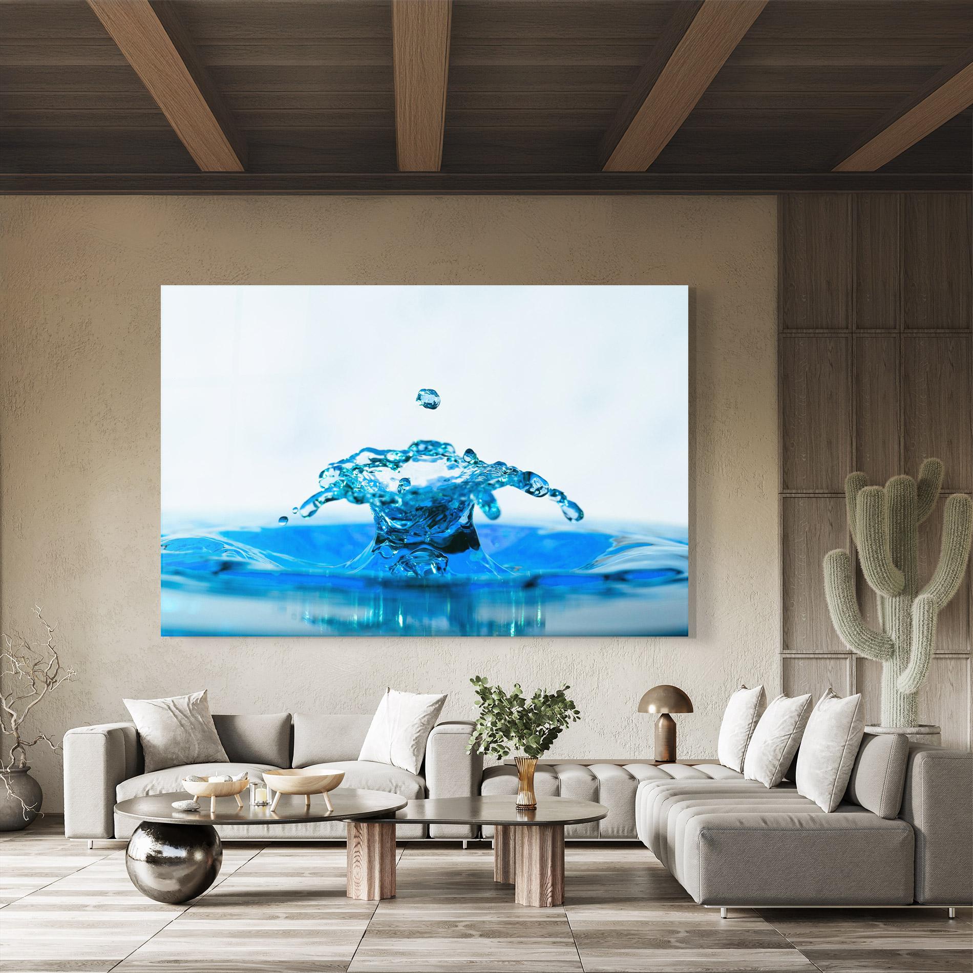 Glasbild Blue Water Splash mockup 8