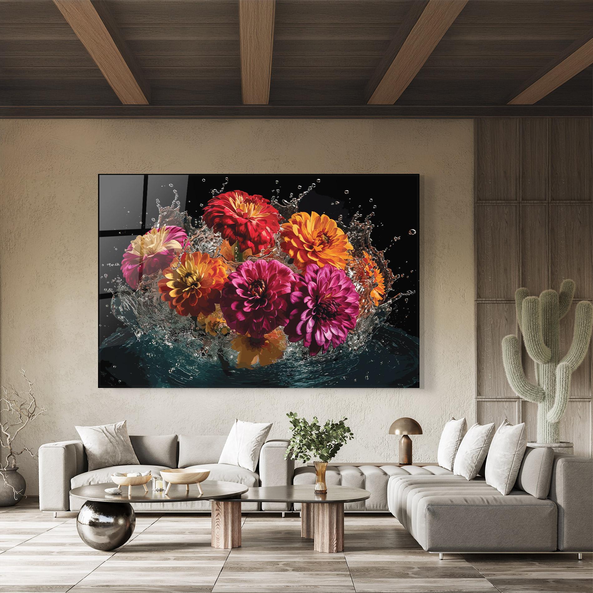 Glasbild Flower Water Splash mockup 8