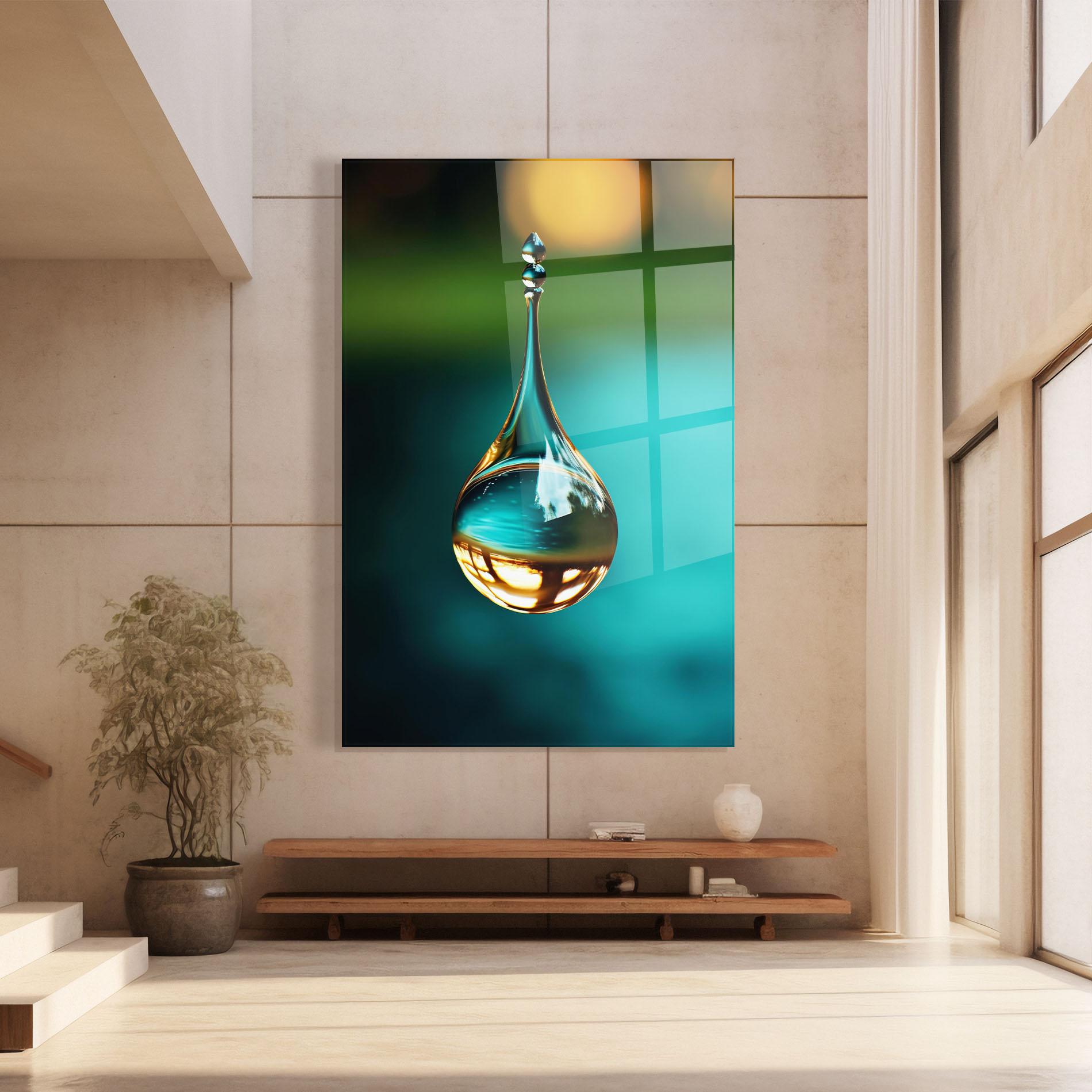 Glasbild Big Green Drop mockup 8