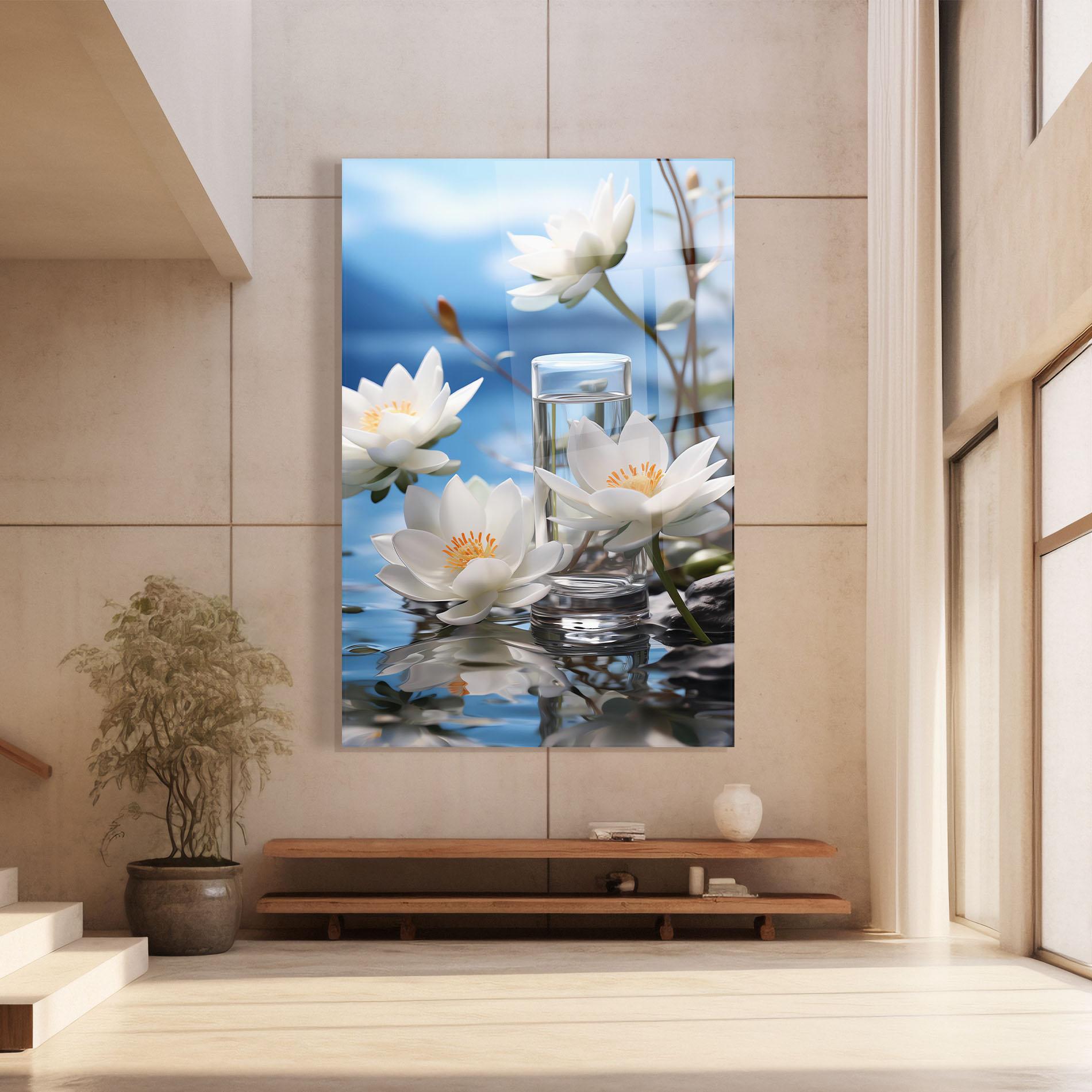 Glasbild Flower Water Glass mockup 8