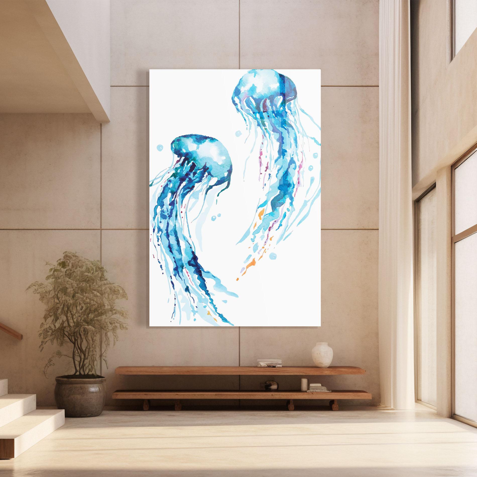 Glasbild Jellyfish Watercolor mockup 8