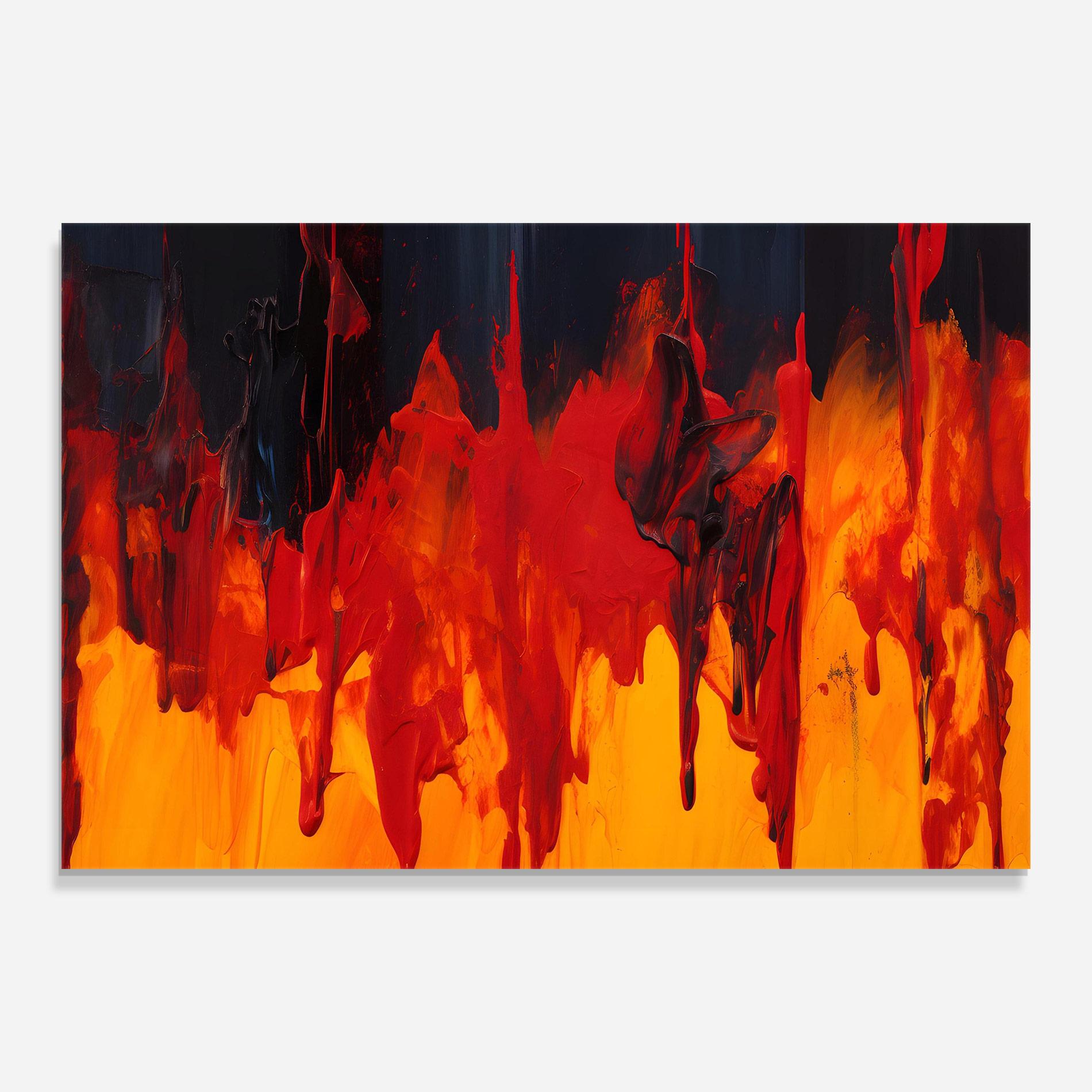 Glasbild Colorful Fire Art mockup 0