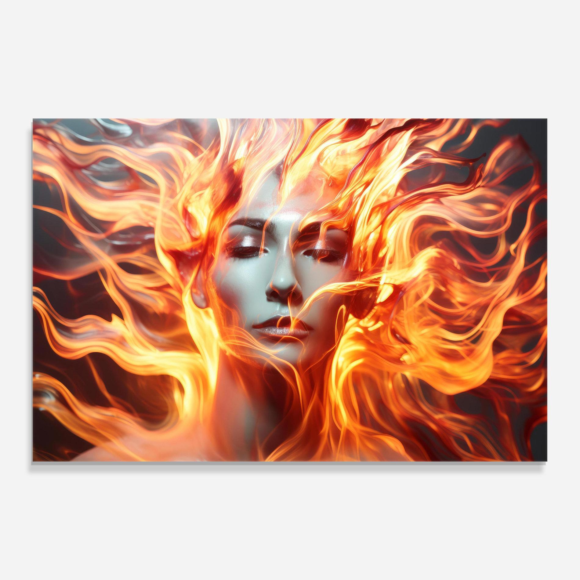 Glasbild Fire Hair mockup 0