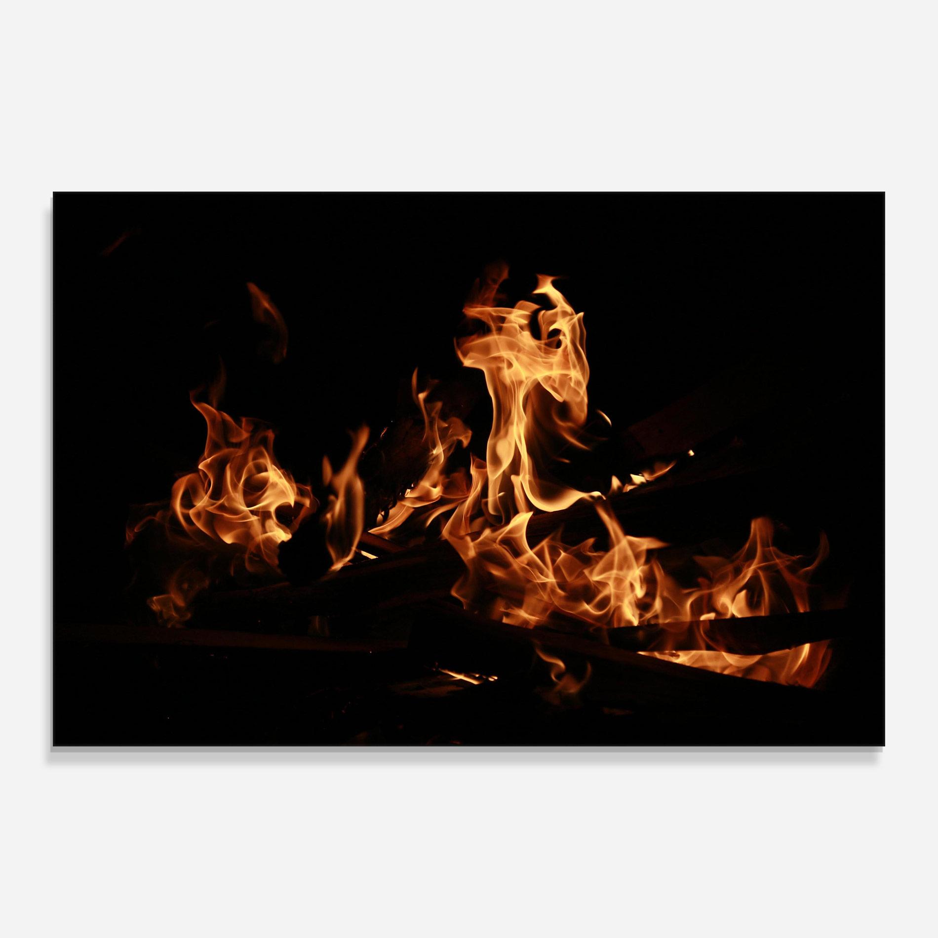 Glasbild Fire On Black mockup 0