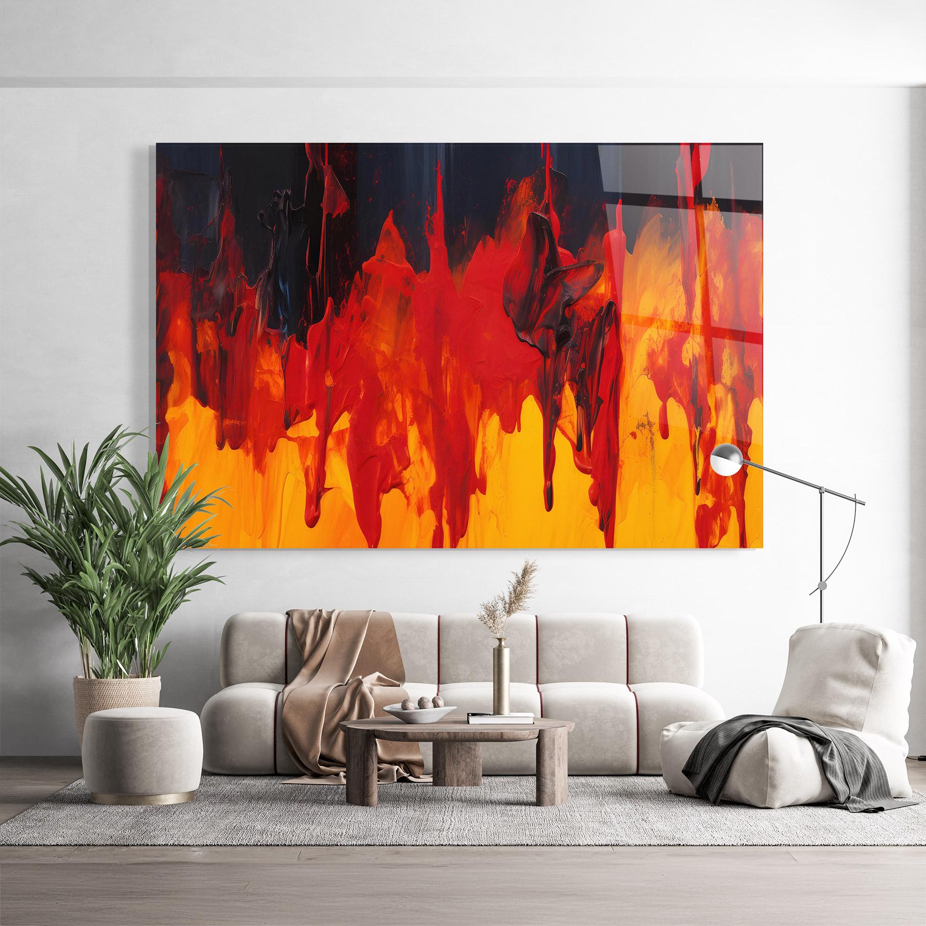 Glasbild Colorful Fire Art mockup 9