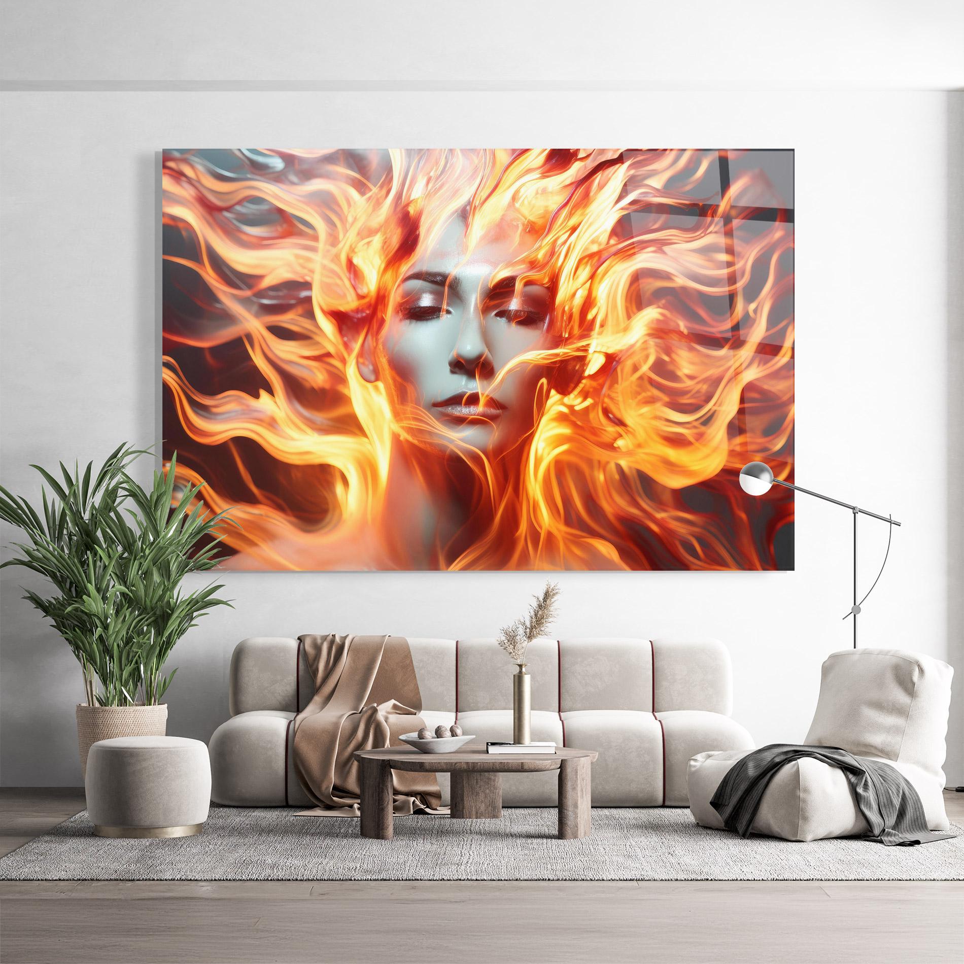 Glasbild Fire Hair mockup 9