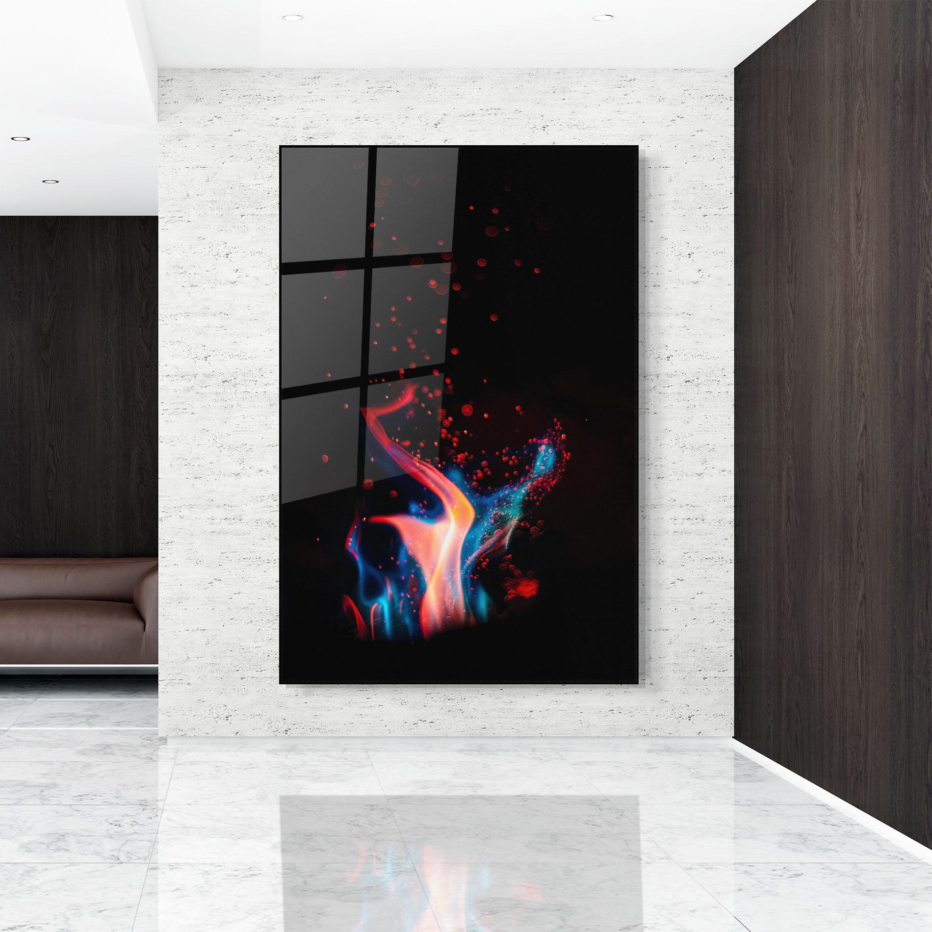 Glasbild Blue Pink Fire mockup 9