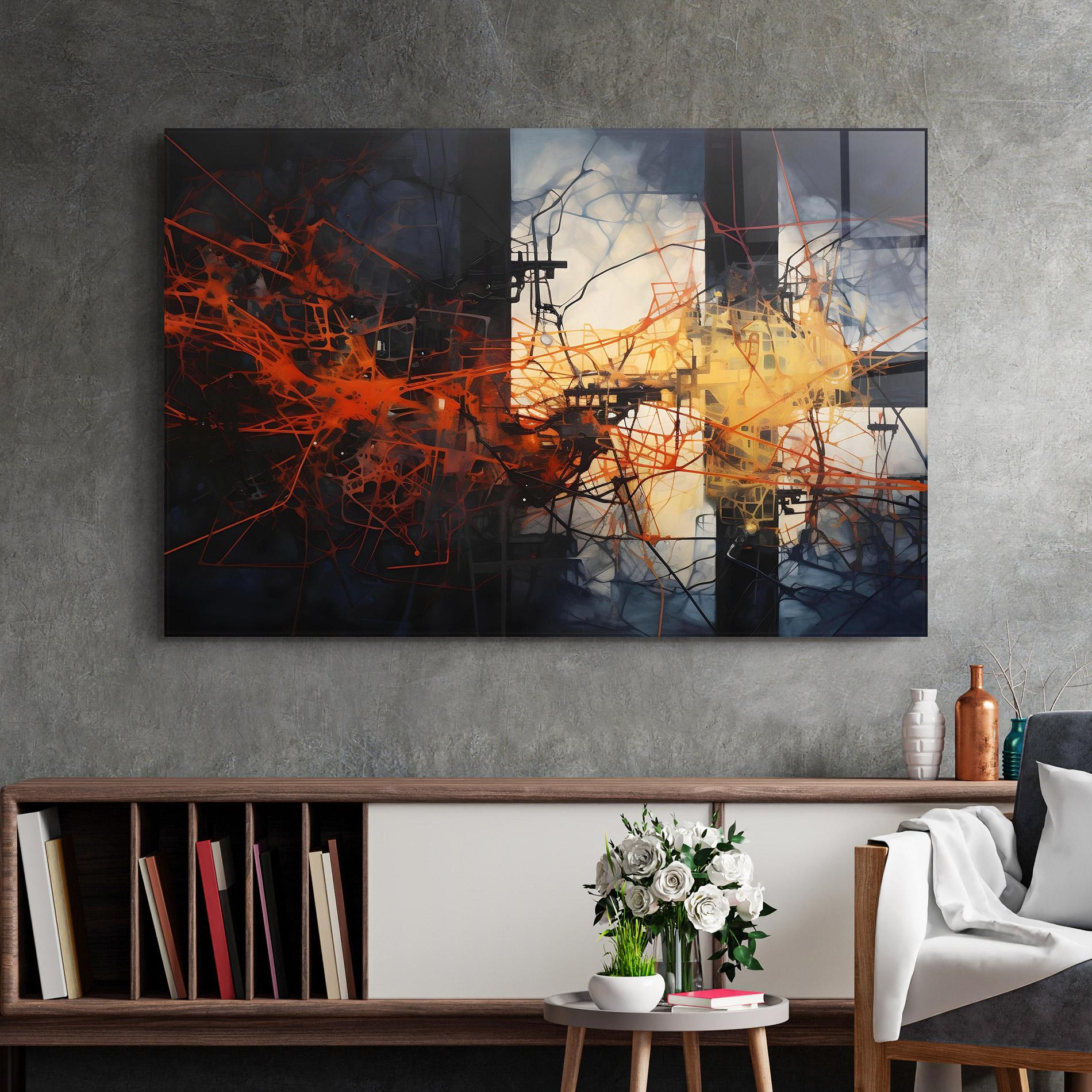 Glasbild Abstract Fire Style mockup 2