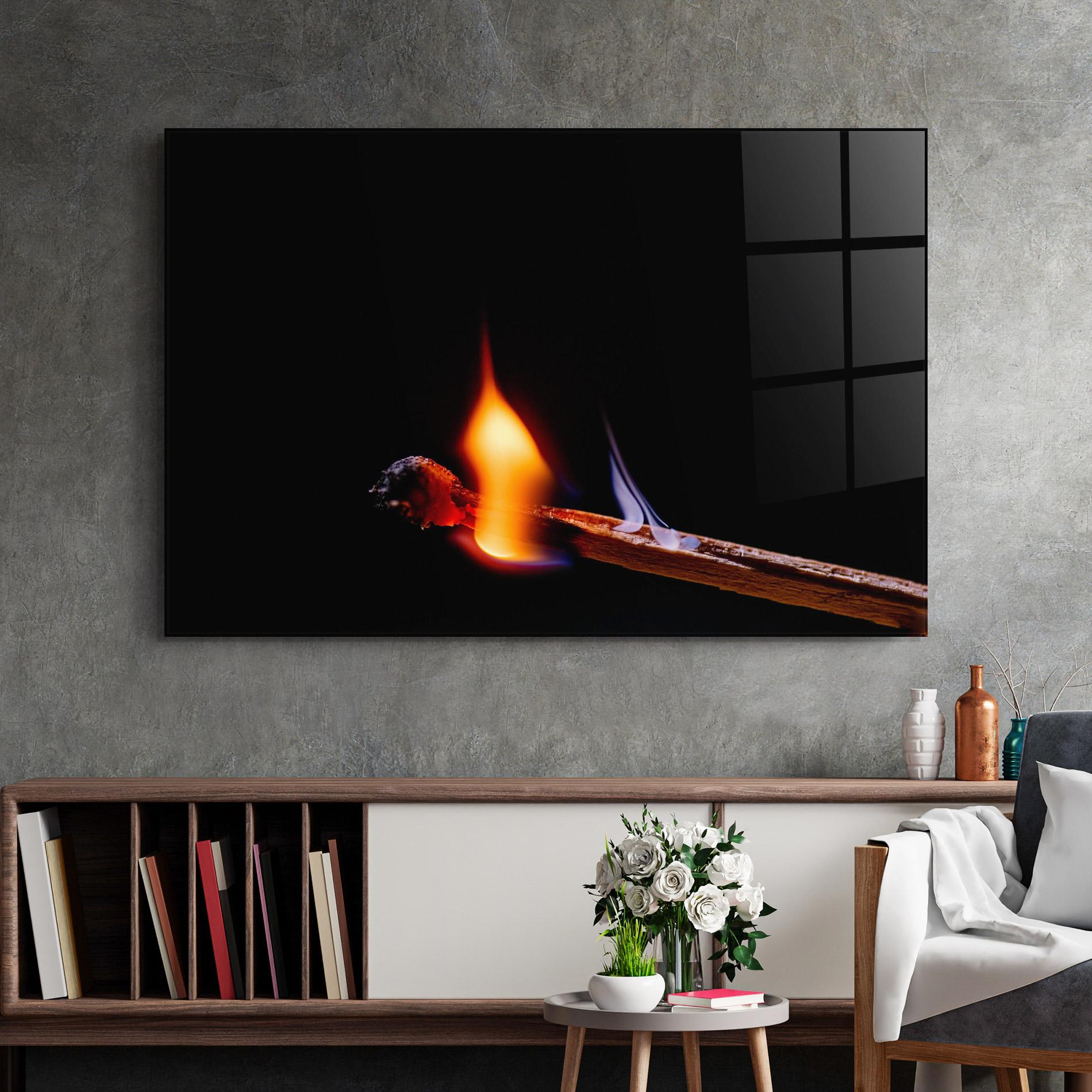 Glasbild Burning Matchsticks mockup 2