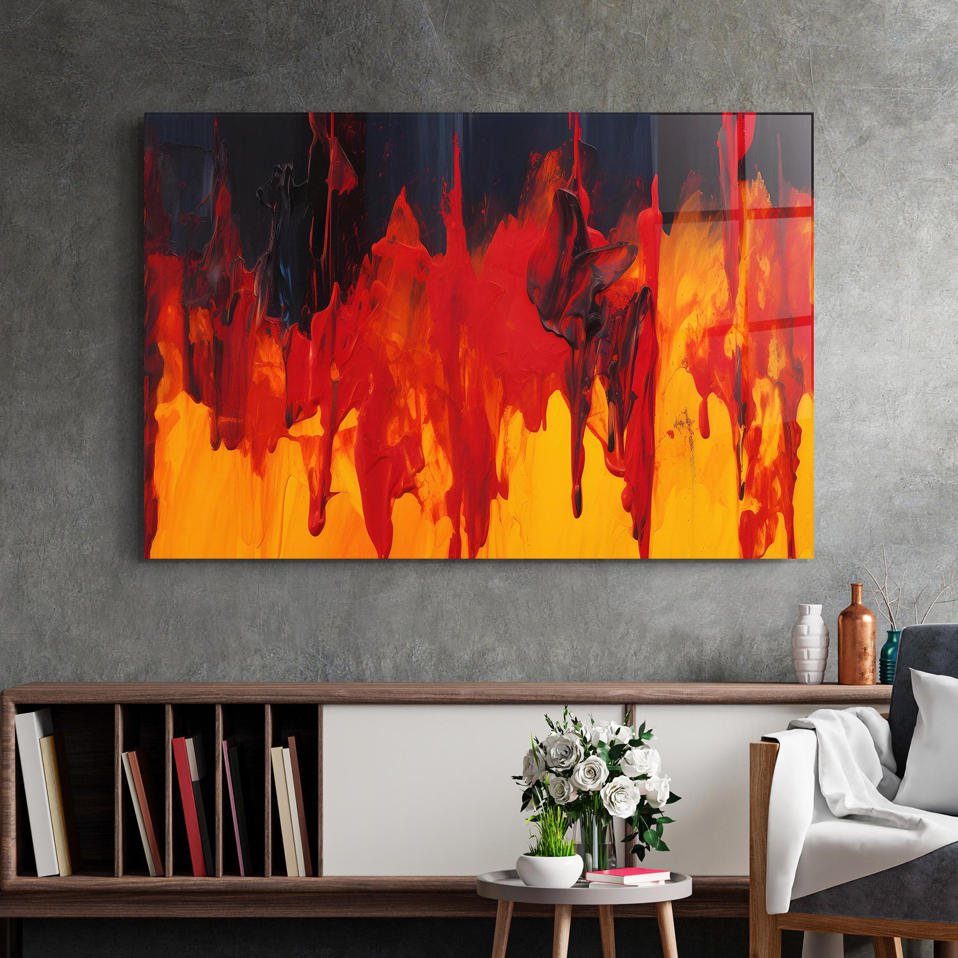 Glasbild Colorful Fire Art mockup 2