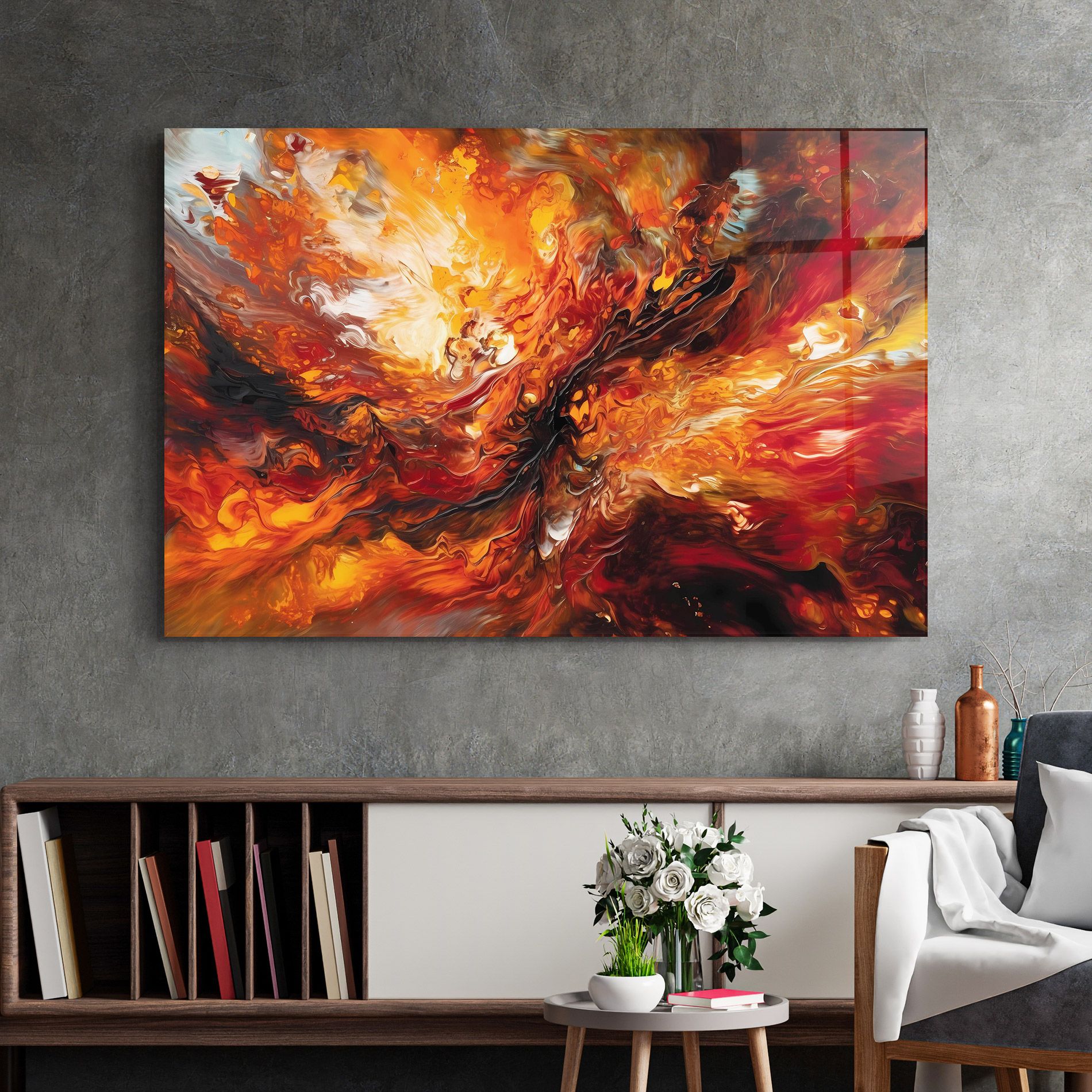Fiery Red Orange Art mockup 2
