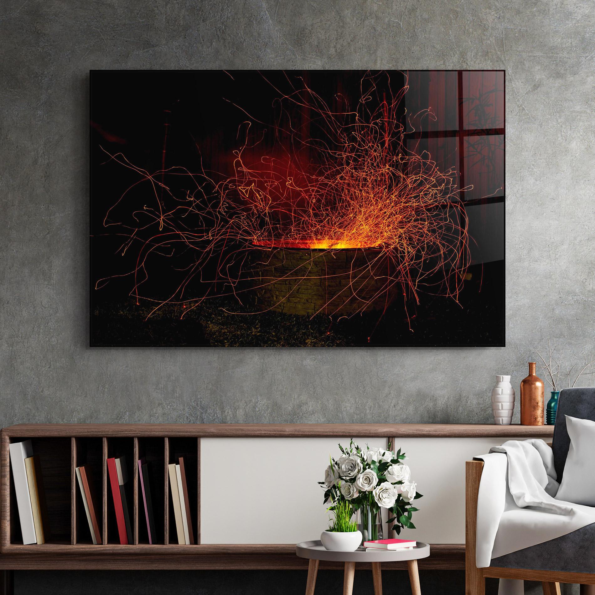 Glasbild Fire Drawing Effect mockup 2