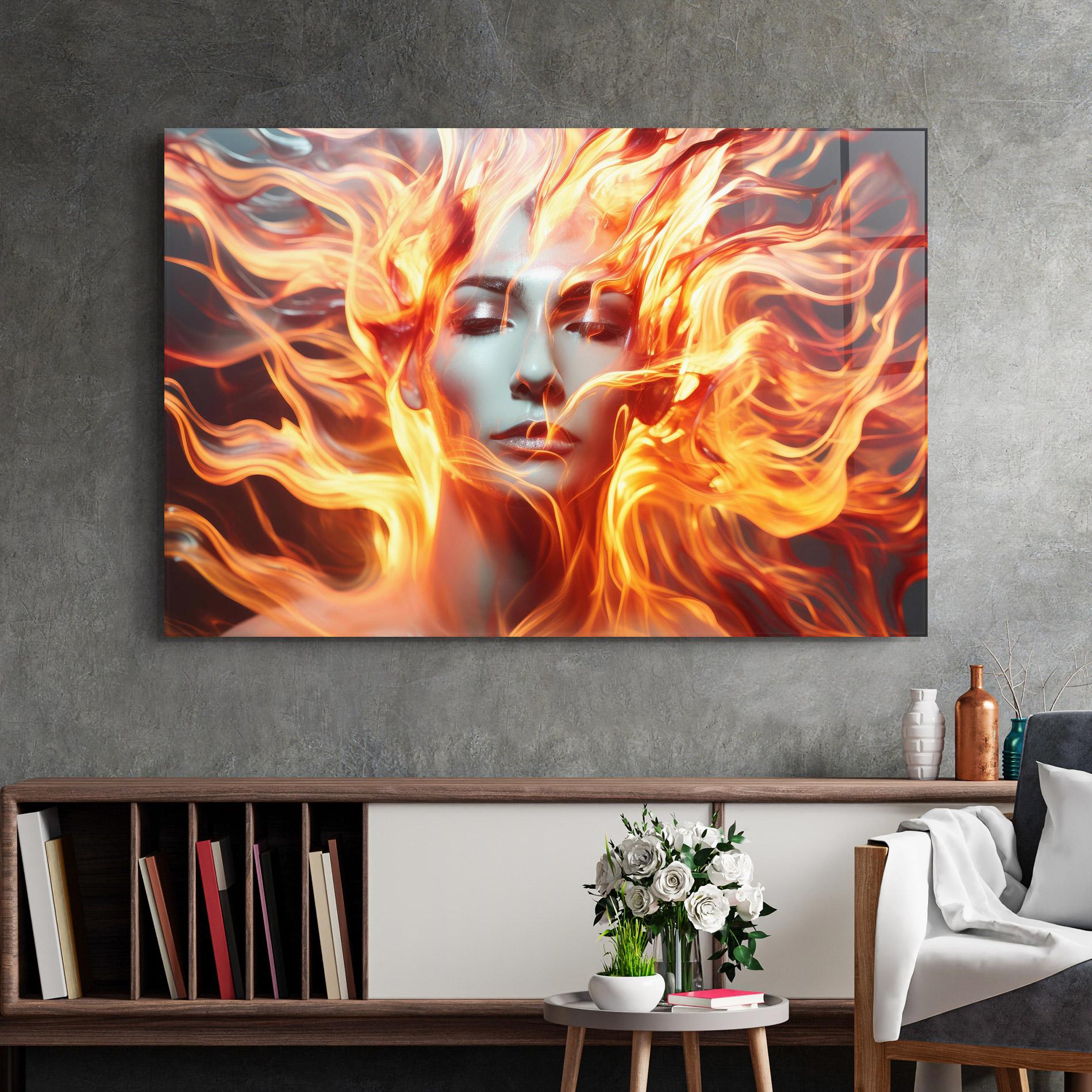 Glasbild Fire Hair mockup 2