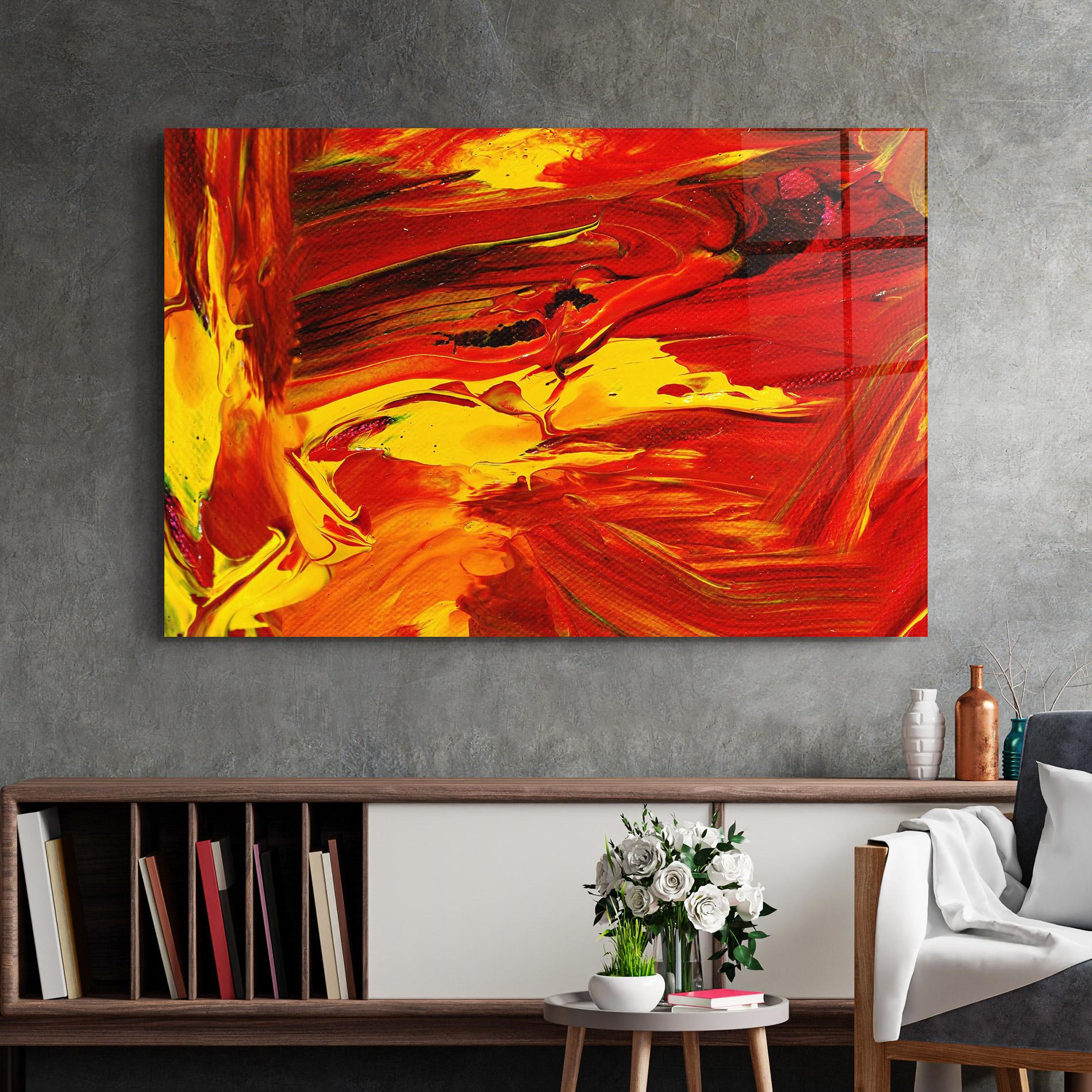Glasbild Fire Painting mockup 2