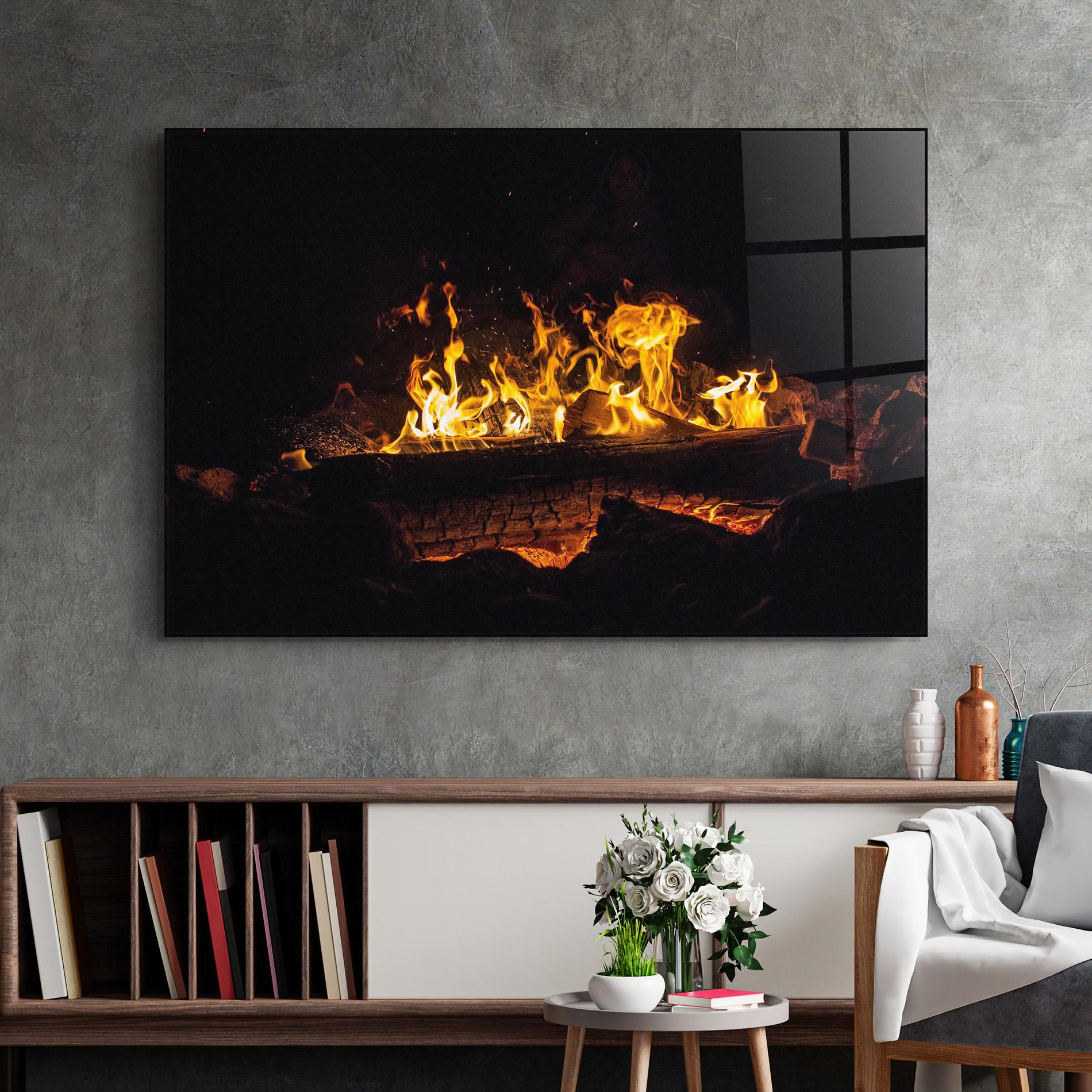 Glasbild Fire Wood mockup 2