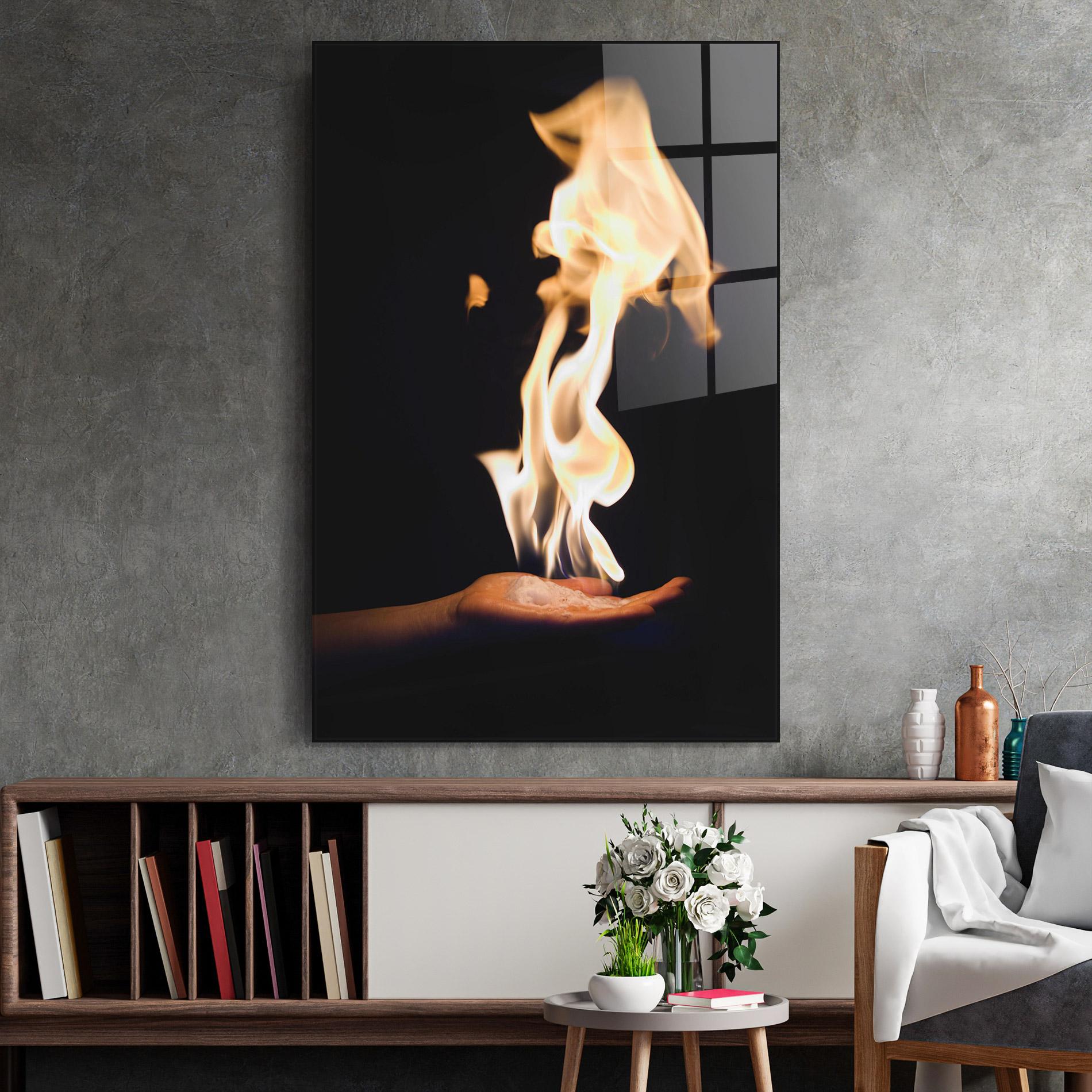 Glasbild Fire Palm mockup 2