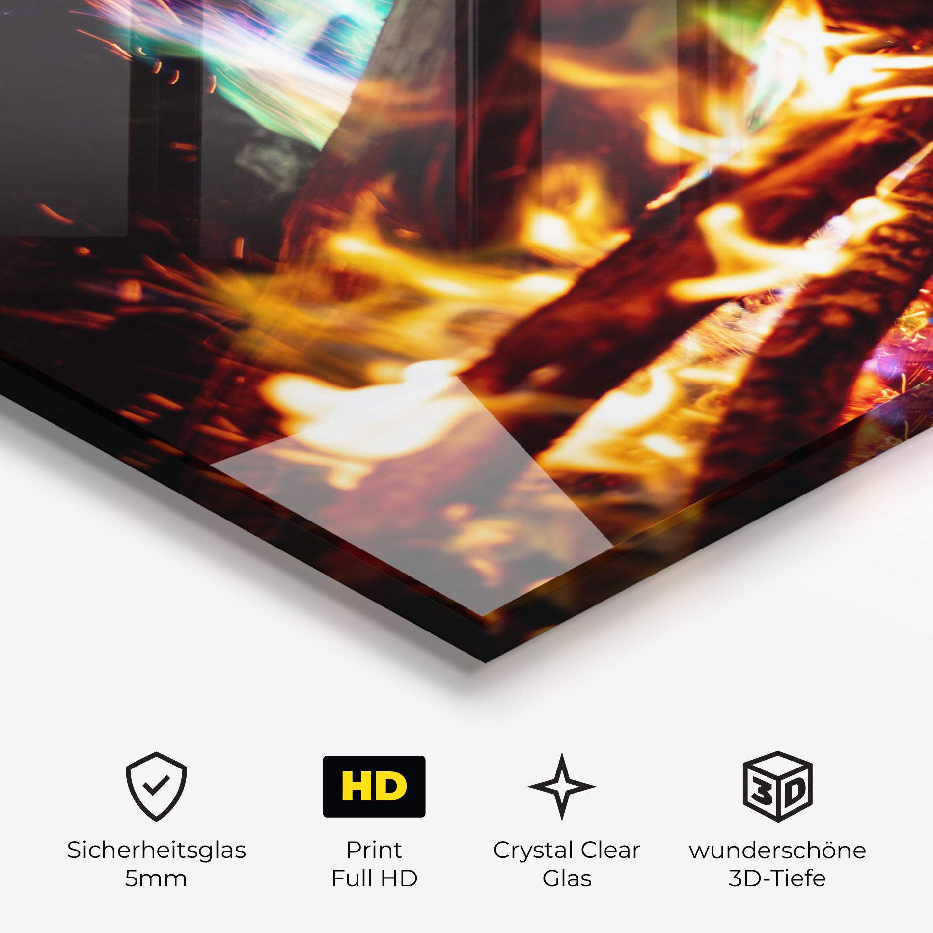 Glasbild Blue Green Fire mockup 3