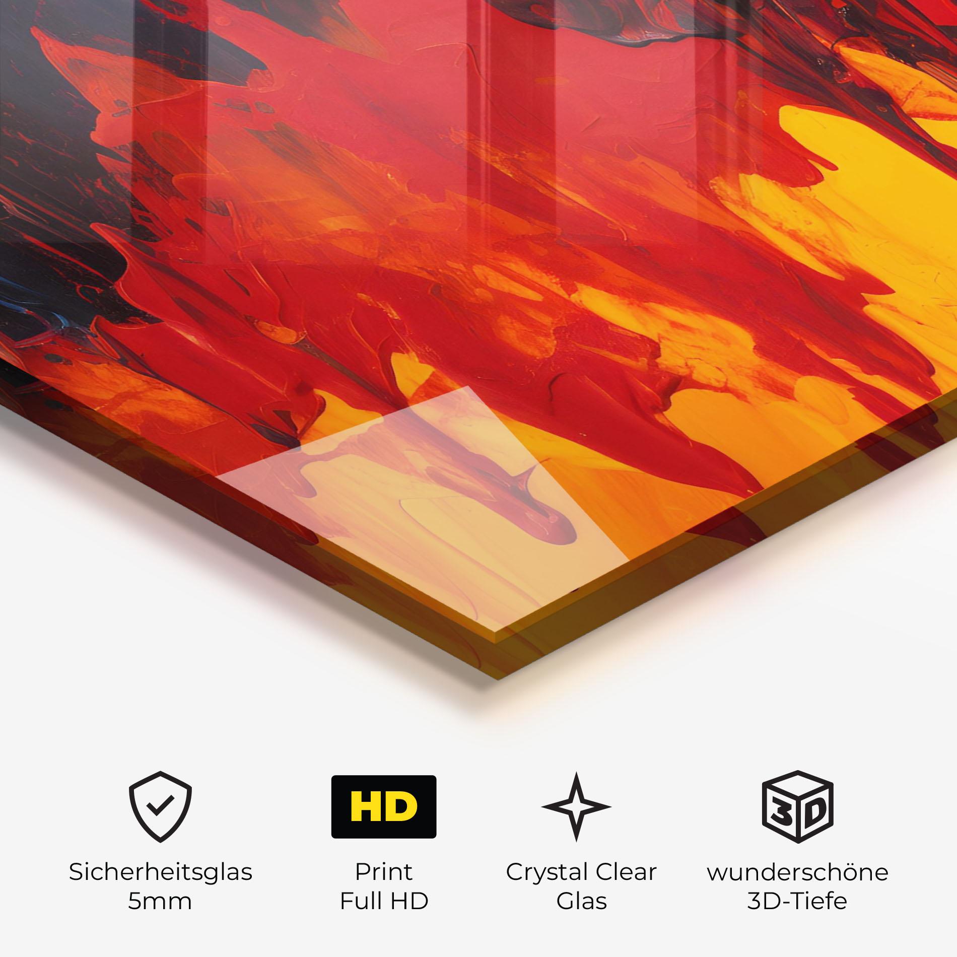 Glasbild Colorful Fire Art mockup 3