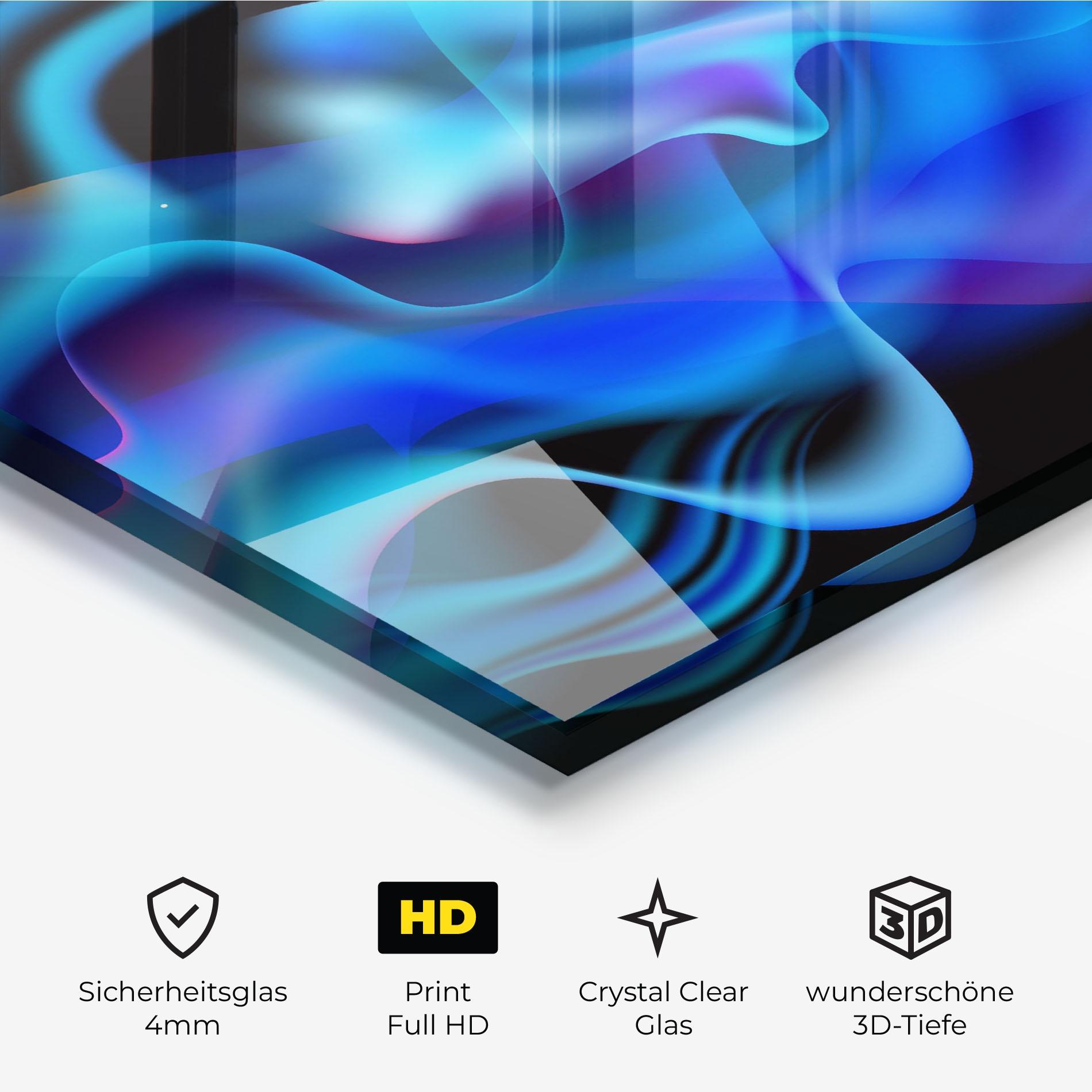 Glasbild Blue Fire mockup 3