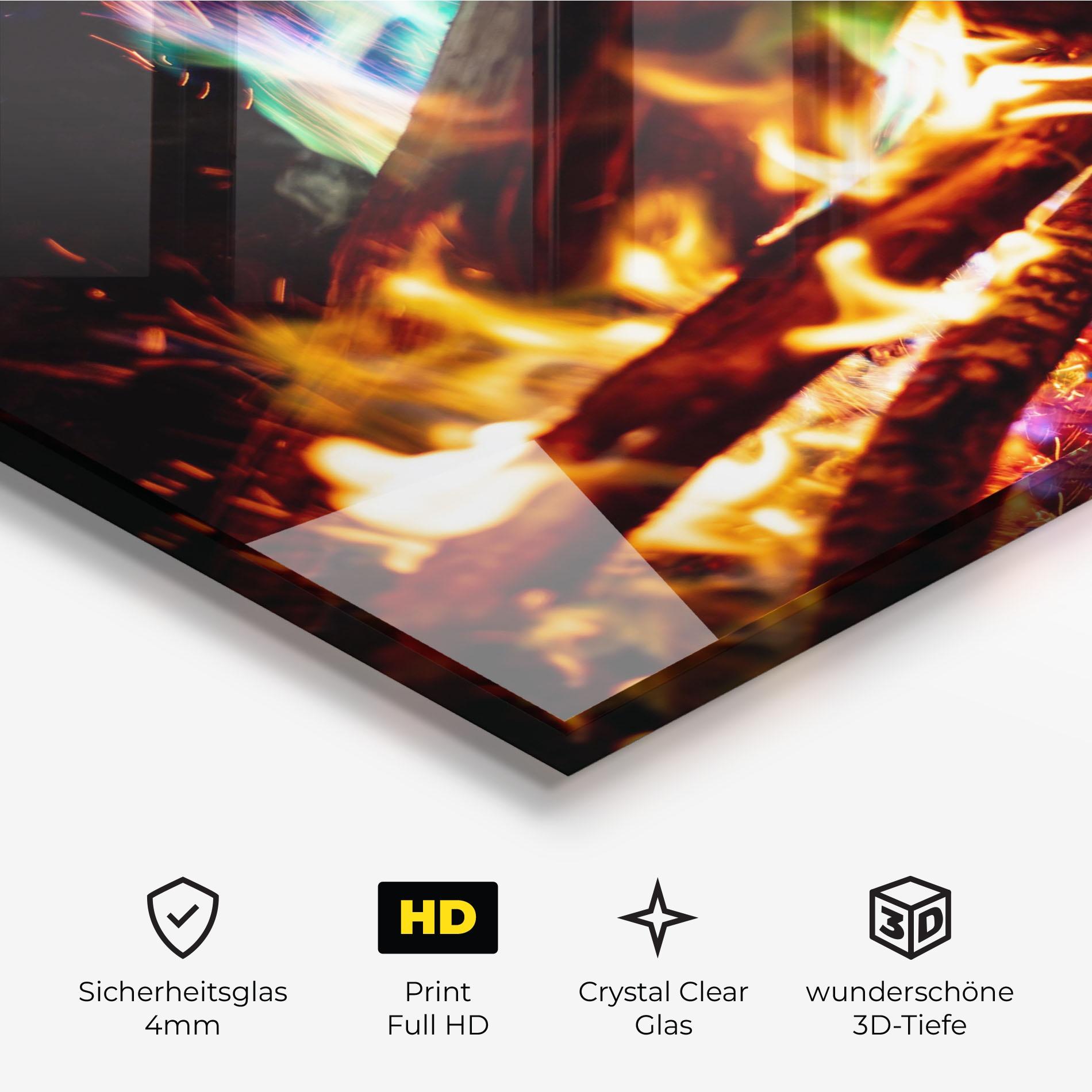 Glasbild Blue Green Fire mockup 3