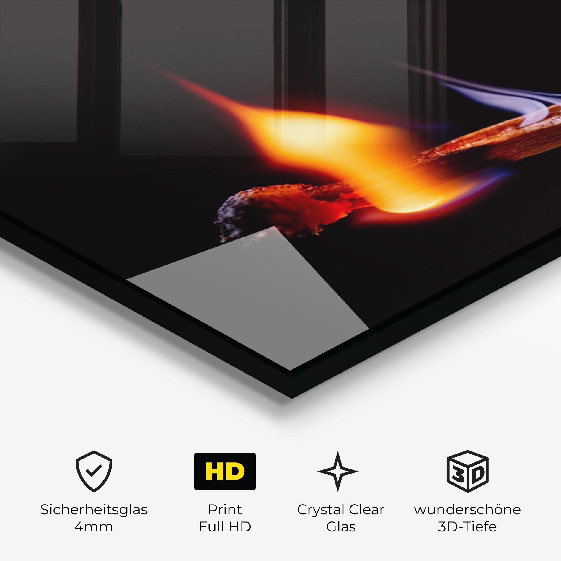 Glasbild Burning Matchsticks mockup 3