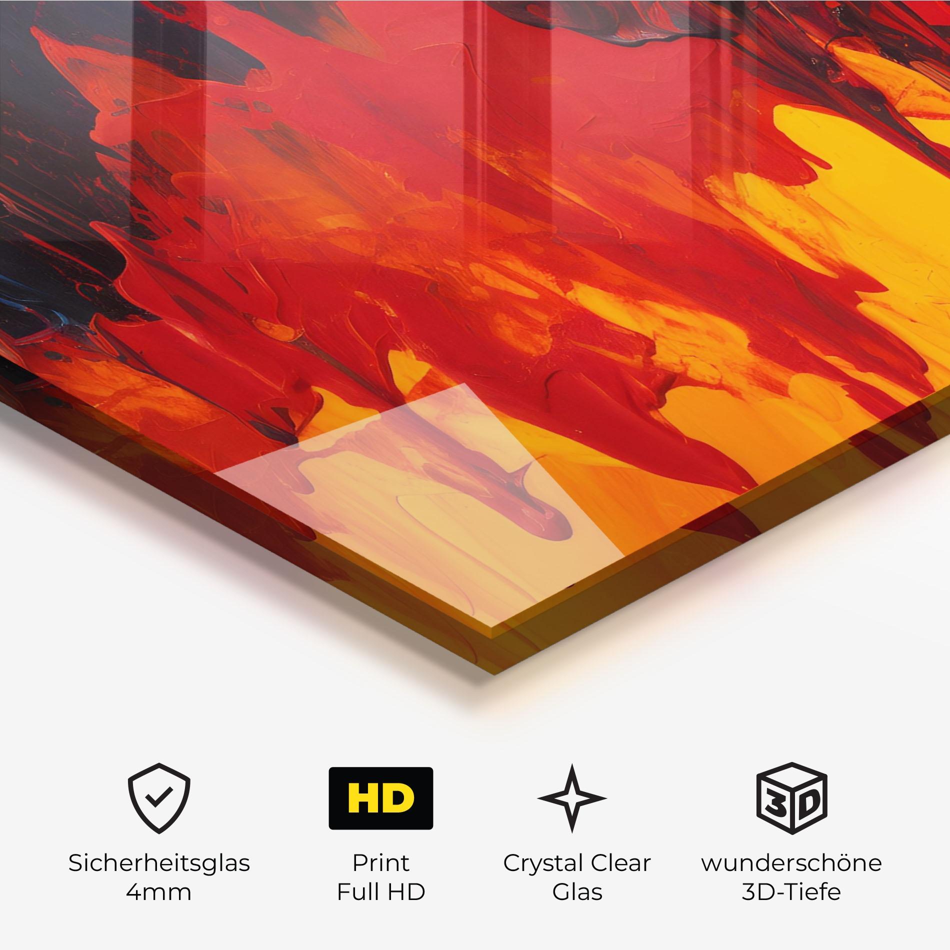 Glasbild Colorful Fire Art mockup 3